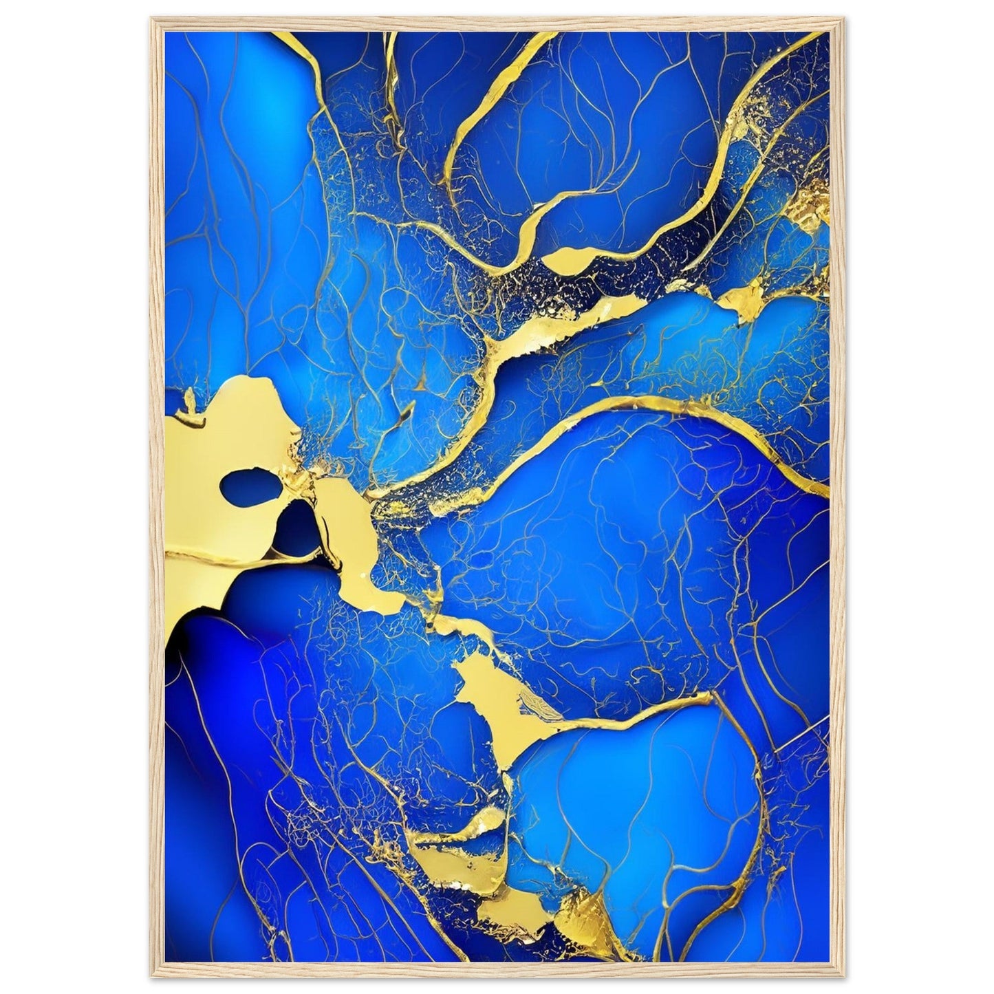 Marble 'Blue & Gold' II - Premium Matte Paper Wooden Framed Poster