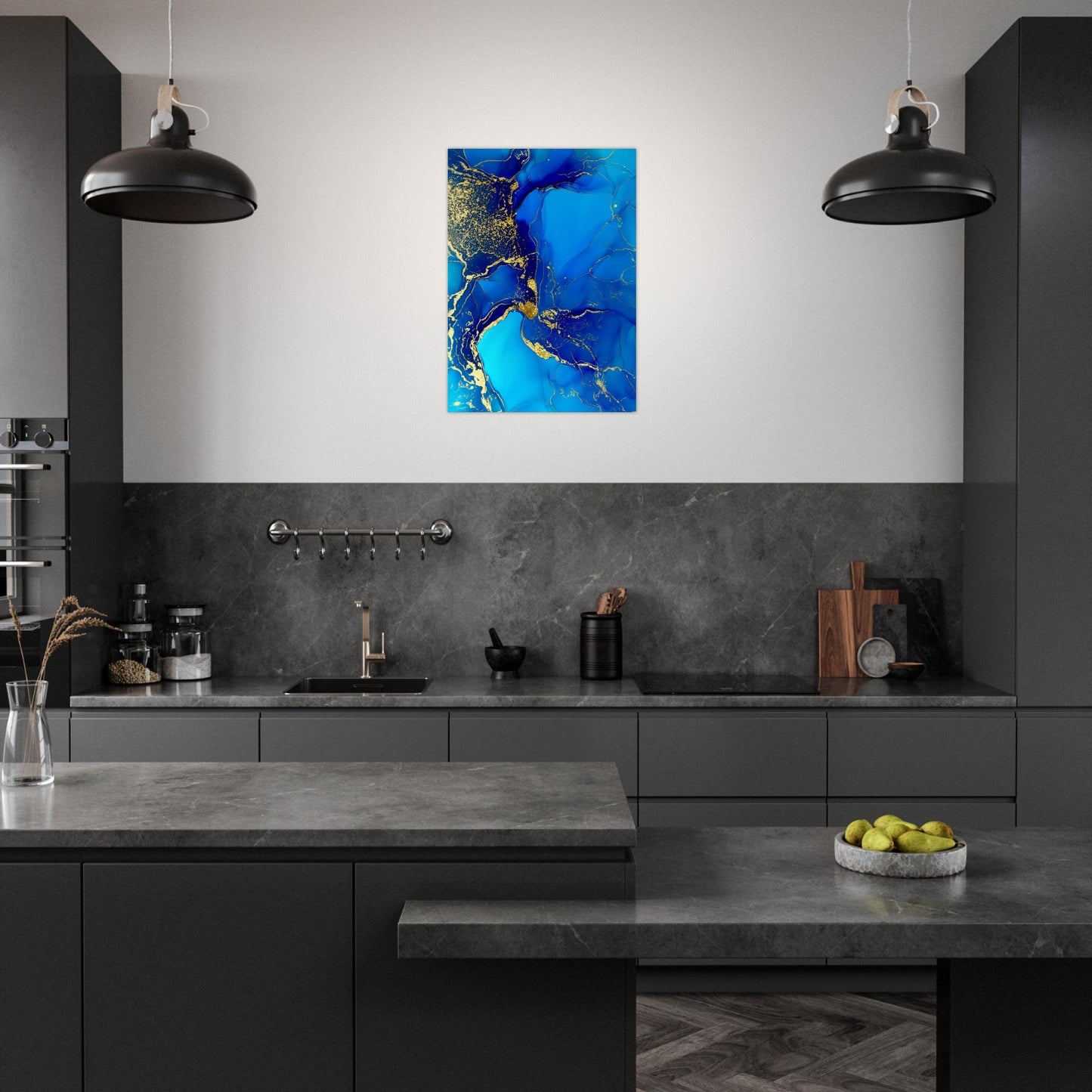 Marble 'Blue & Gold' III - Premium Matte Paper Poster