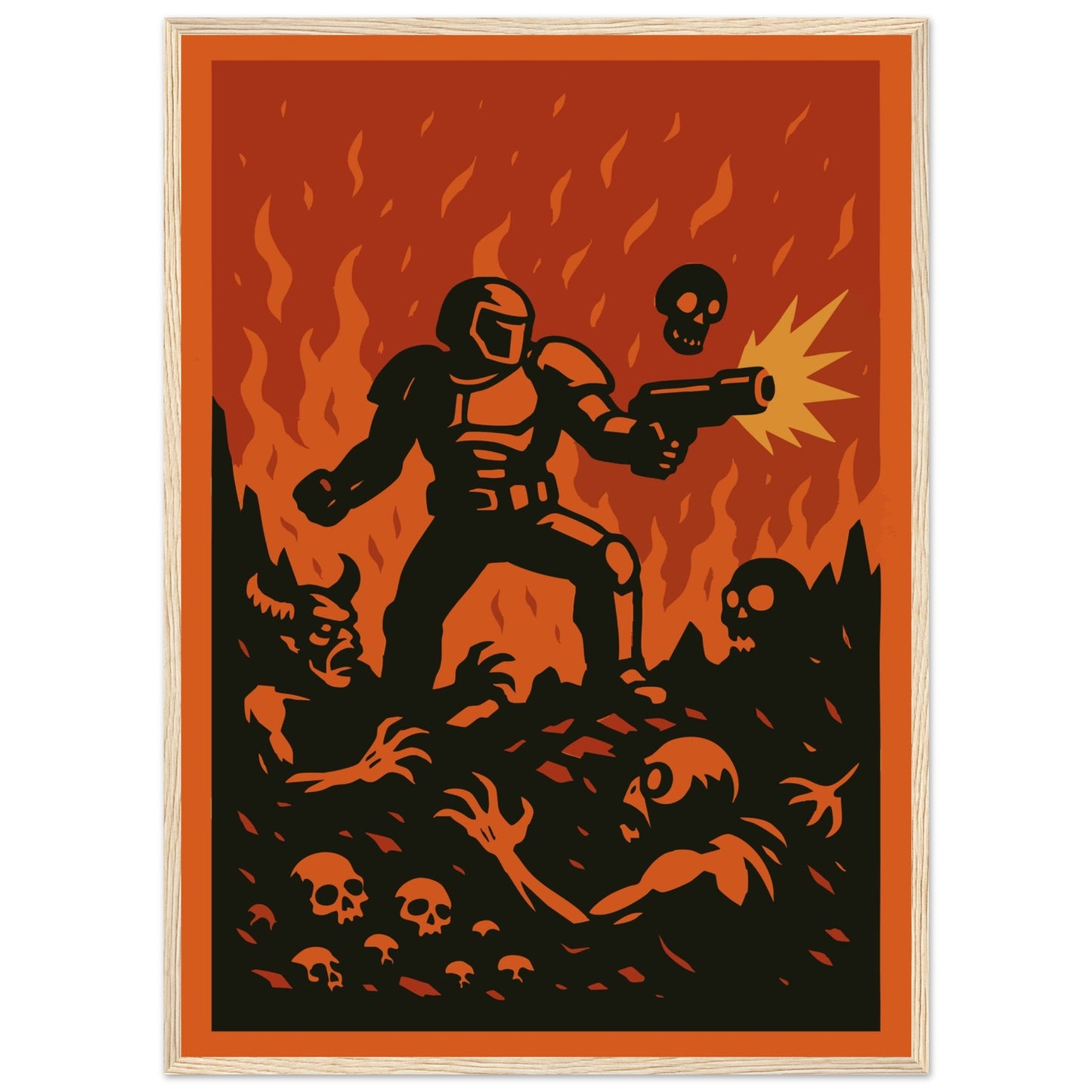 Gaming 'Slayer' - Premium Matte Paper Wooden Framed Poster