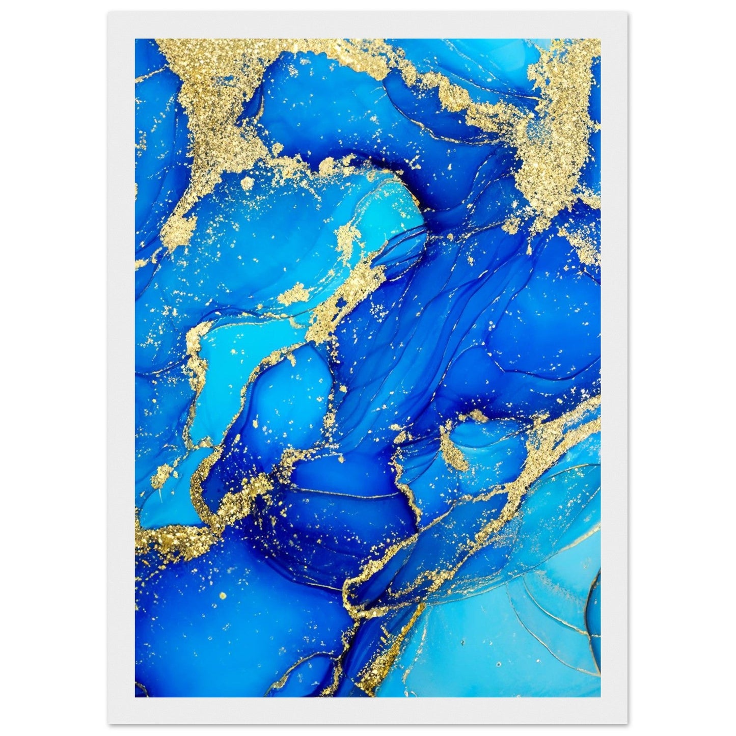 Marble 'Blue & Gold' - Premium Matte Paper Wooden Framed Poster
