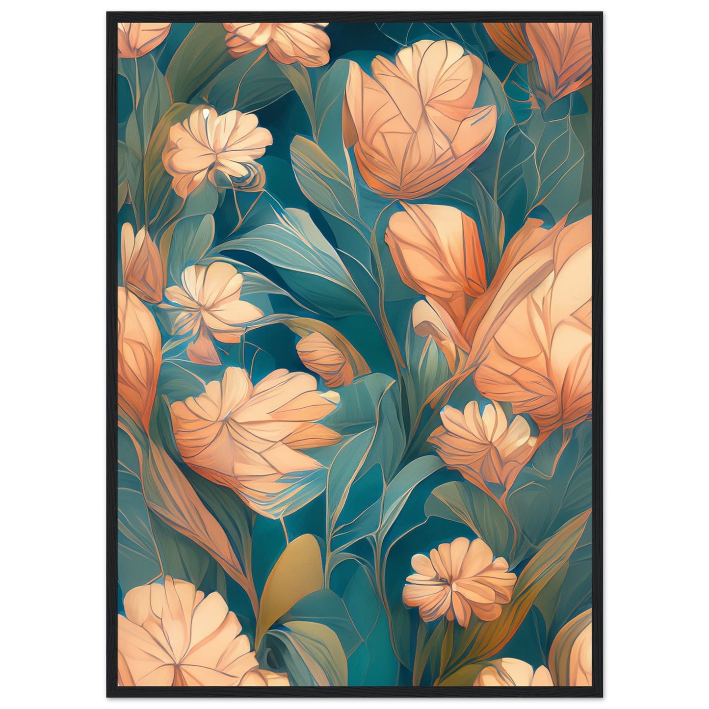 Flowers 'Abstract Garden' - Premium Matte Paper Wooden Framed Poster