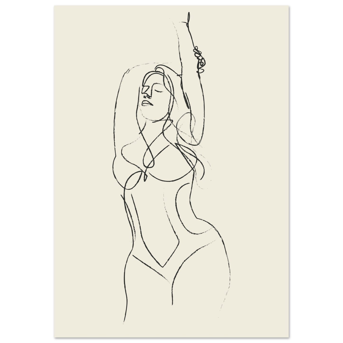 Line Art 'Beach Ready' - Premium Matte Paper Poster