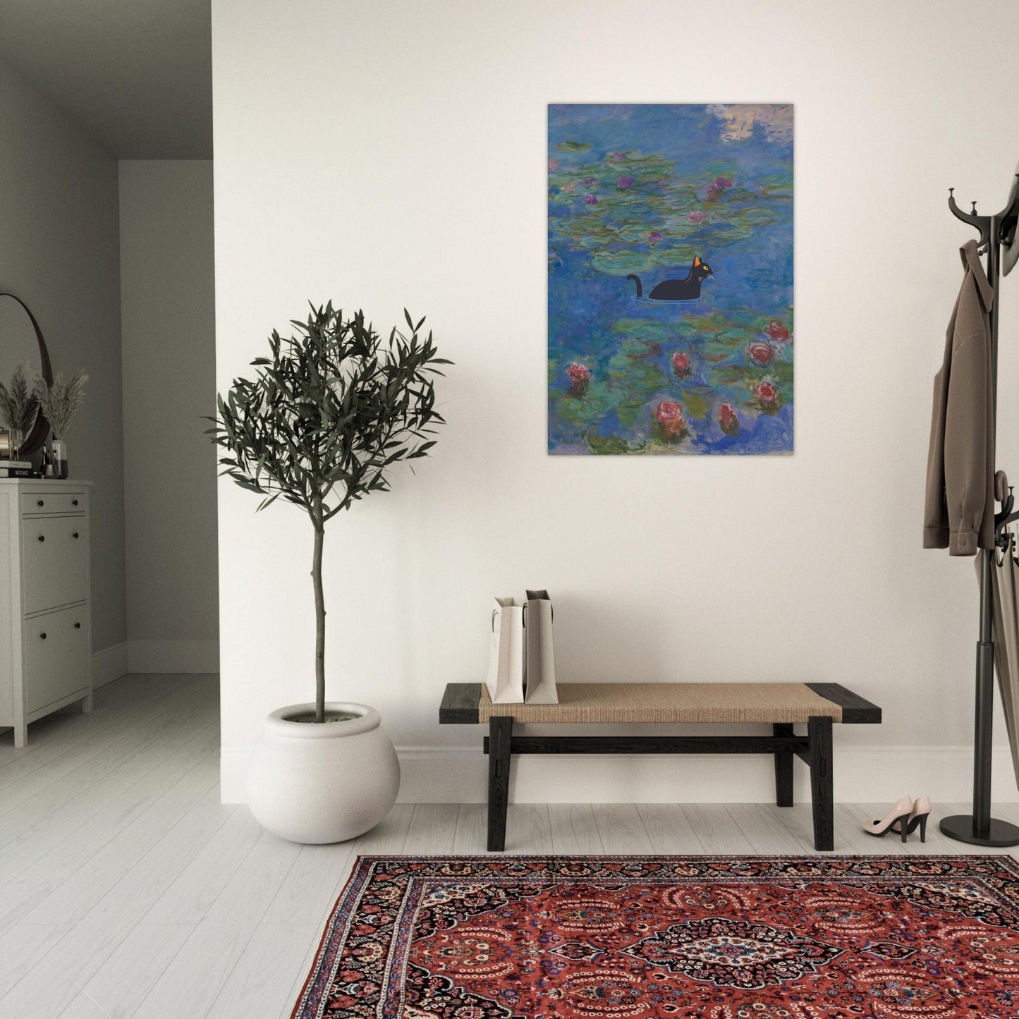 Water lilies (Cat) - Premium Matte Paper Poster