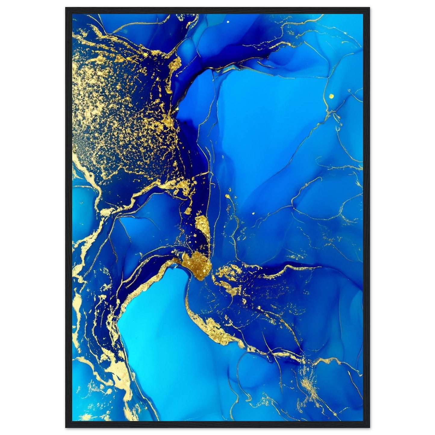 Marble 'Blue & Gold' III - Premium Matte Paper Wooden Framed Poster