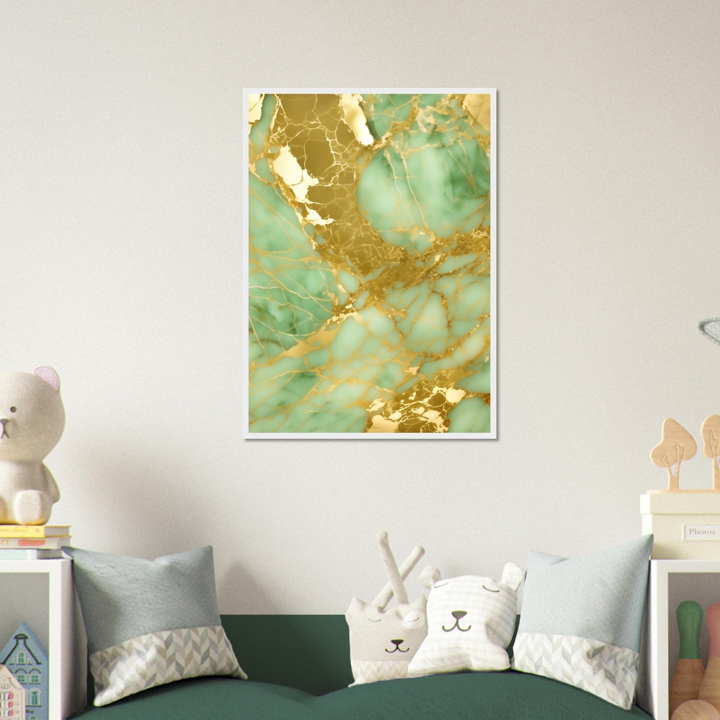 Marble 'Green & Gold' II - Premium Matte Paper Wooden Framed Poster