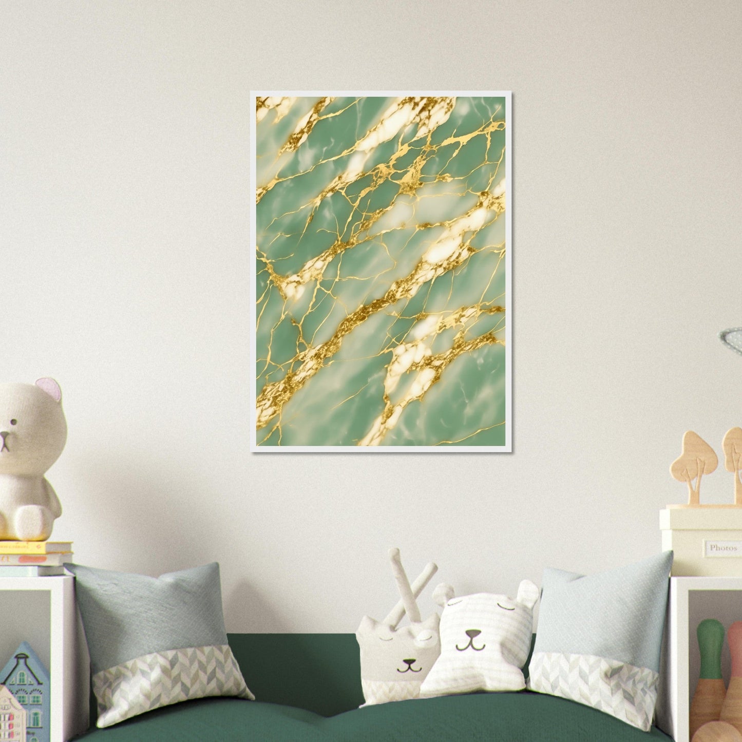 Marble 'Green & Gold' III - Premium Matte Paper Wooden Framed Poster