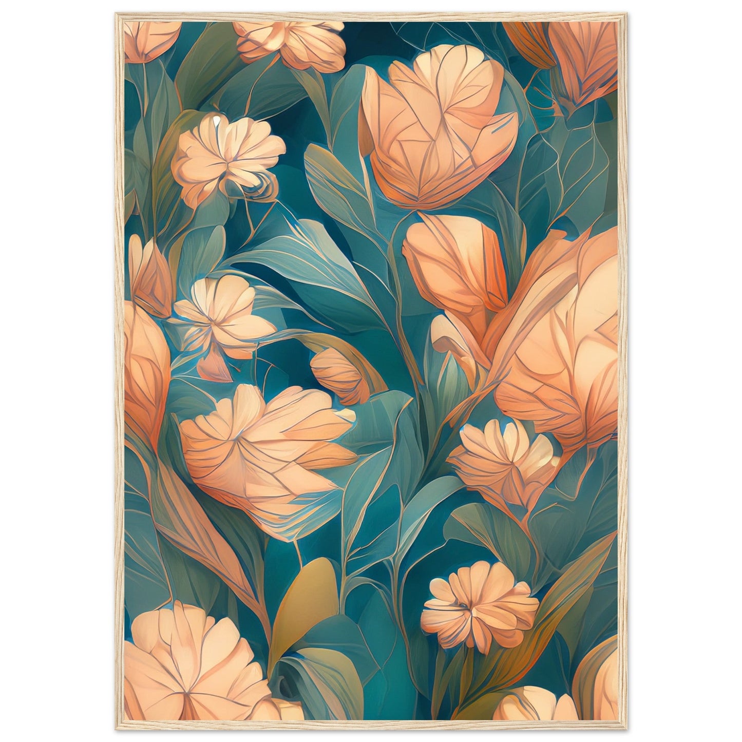 Flowers 'Abstract Garden' - Premium Matte Paper Wooden Framed Poster
