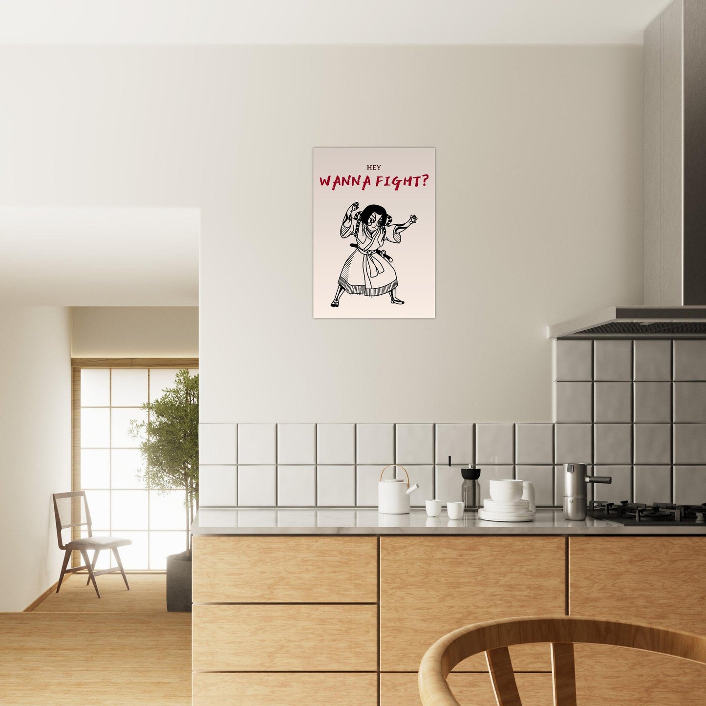 Graphic 'Wanna Fight?' - Premium Matte Paper Poster