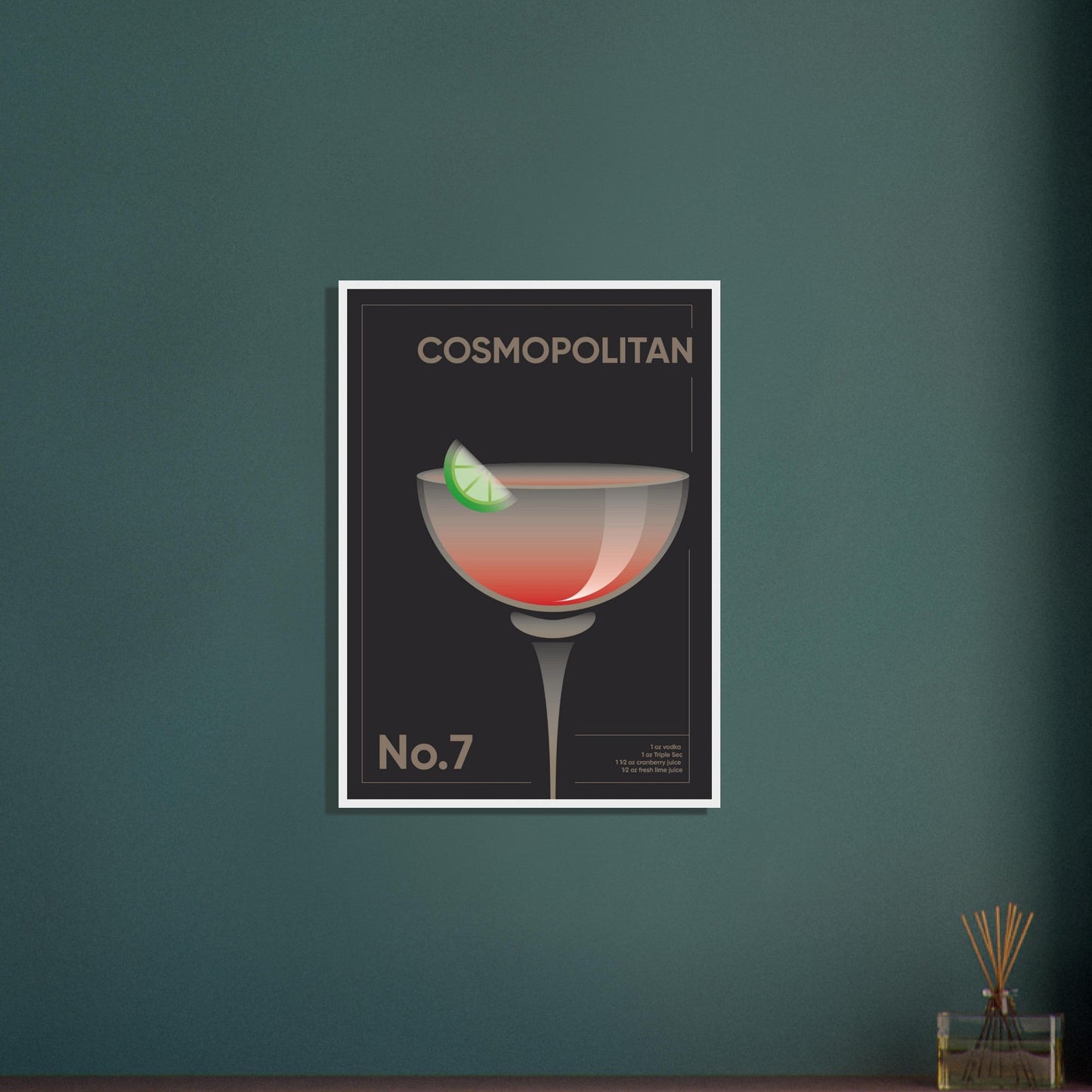 Cocktail 'Cosmopolitan' - Premium Matte Paper Wooden Framed Poster