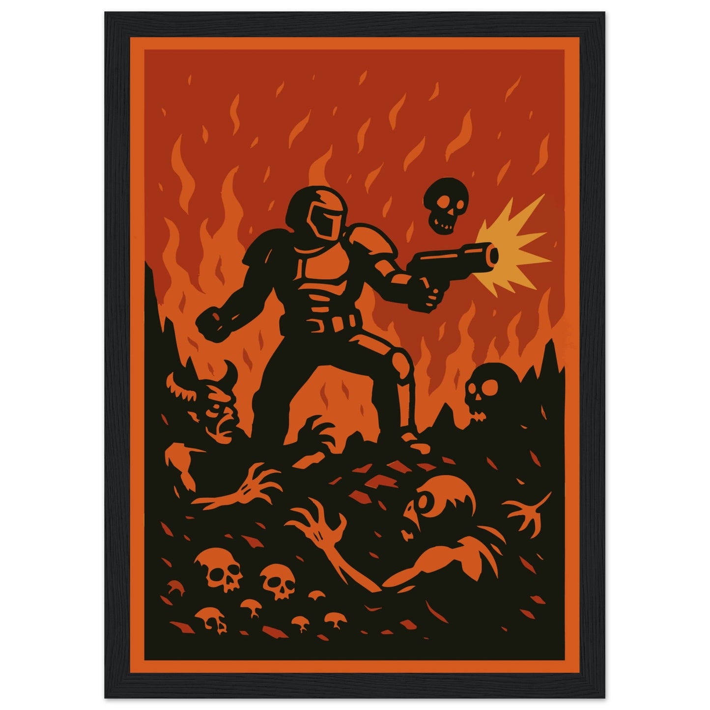 Gaming 'Slayer' - Premium Matte Paper Wooden Framed Poster