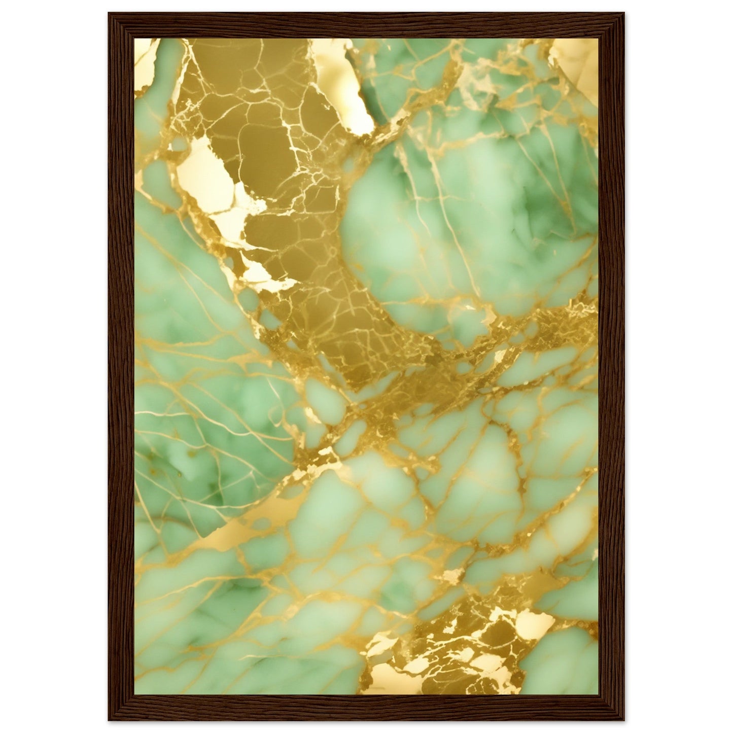 Marble 'Green & Gold' II - Premium Matte Paper Wooden Framed Poster