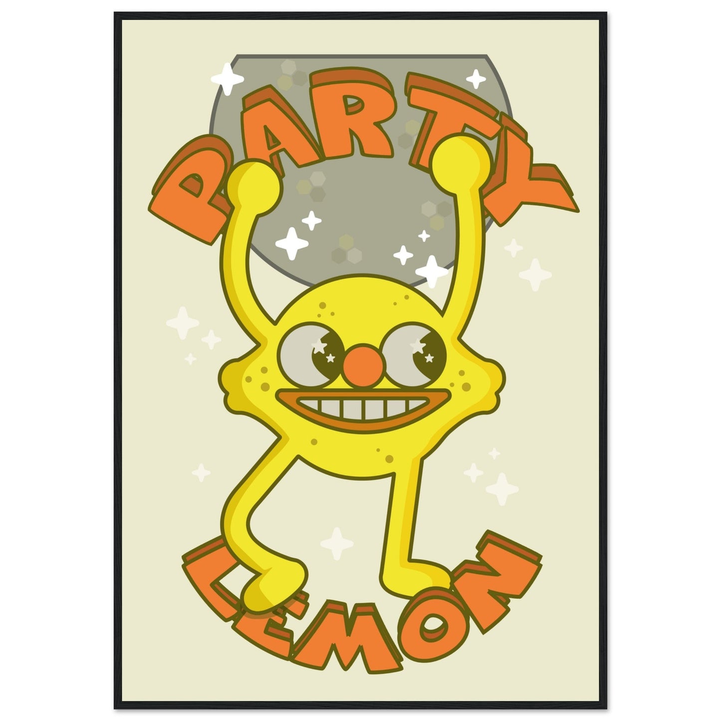 Fruity 'Party Lemon' - Premium Matte Paper Wooden Framed Poster