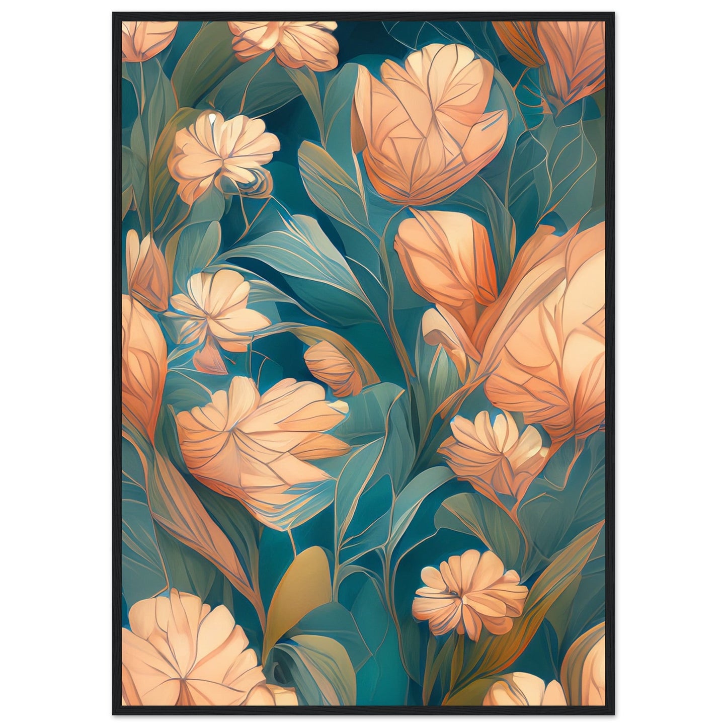 Flowers 'Abstract Garden' - Premium Matte Paper Wooden Framed Poster