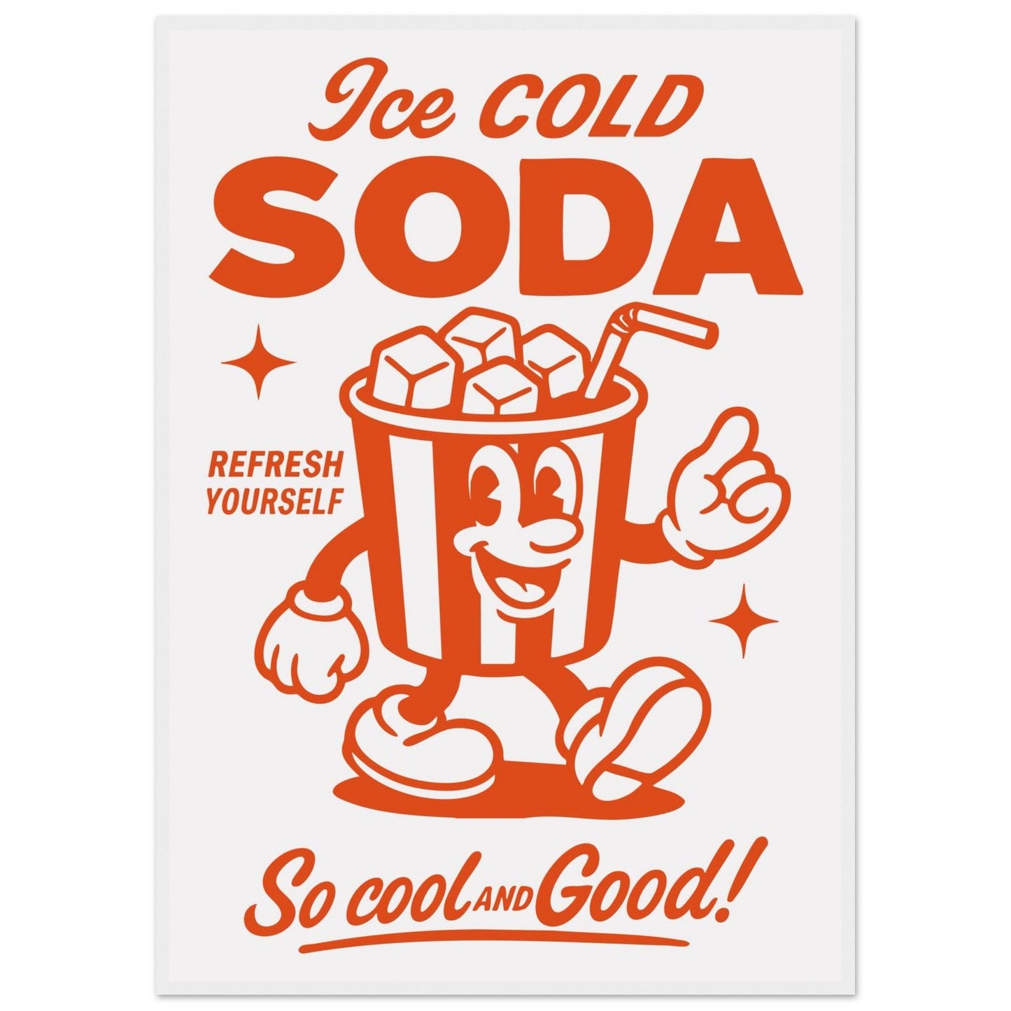 Food 'Ice Cold Soda' - Premium Matte Paper Wooden Framed Poster