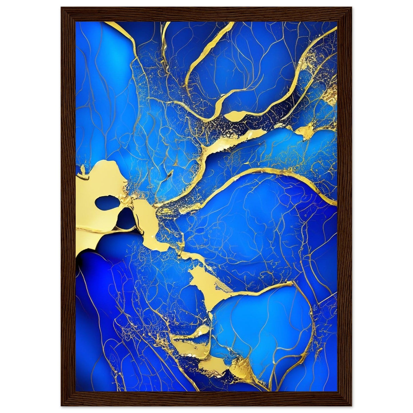 Marble 'Blue & Gold' II - Premium Matte Paper Wooden Framed Poster