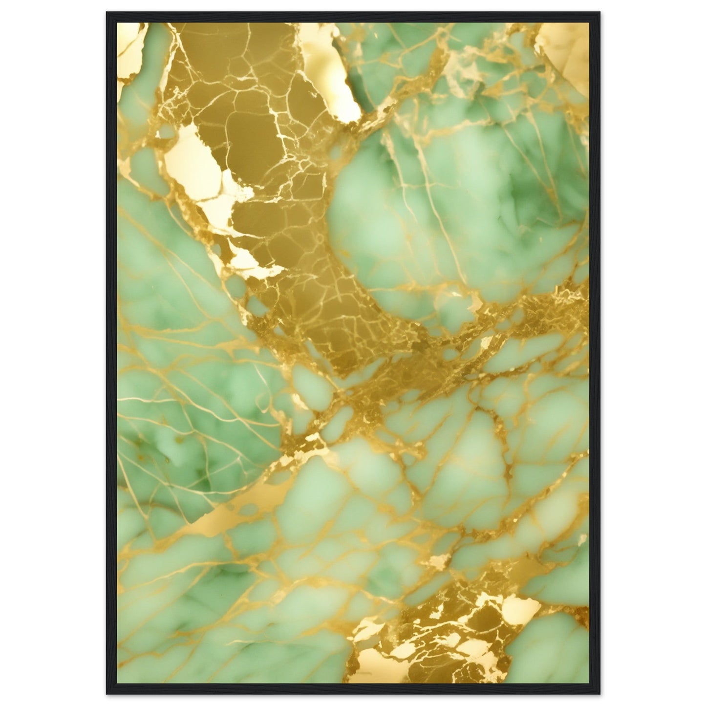 Marble 'Green & Gold' II - Premium Matte Paper Wooden Framed Poster