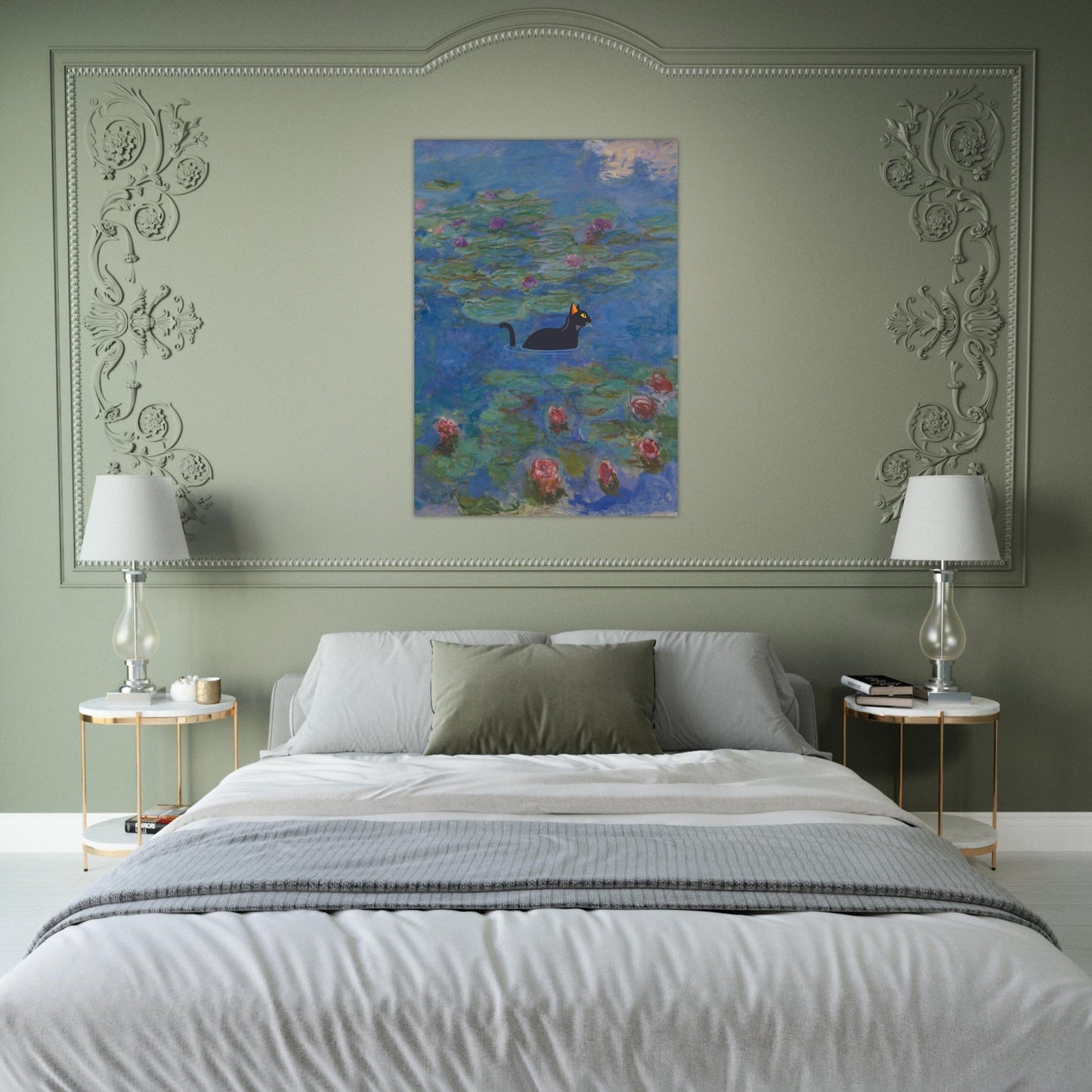 Water lilies (Cat) - Premium Matte Paper Poster