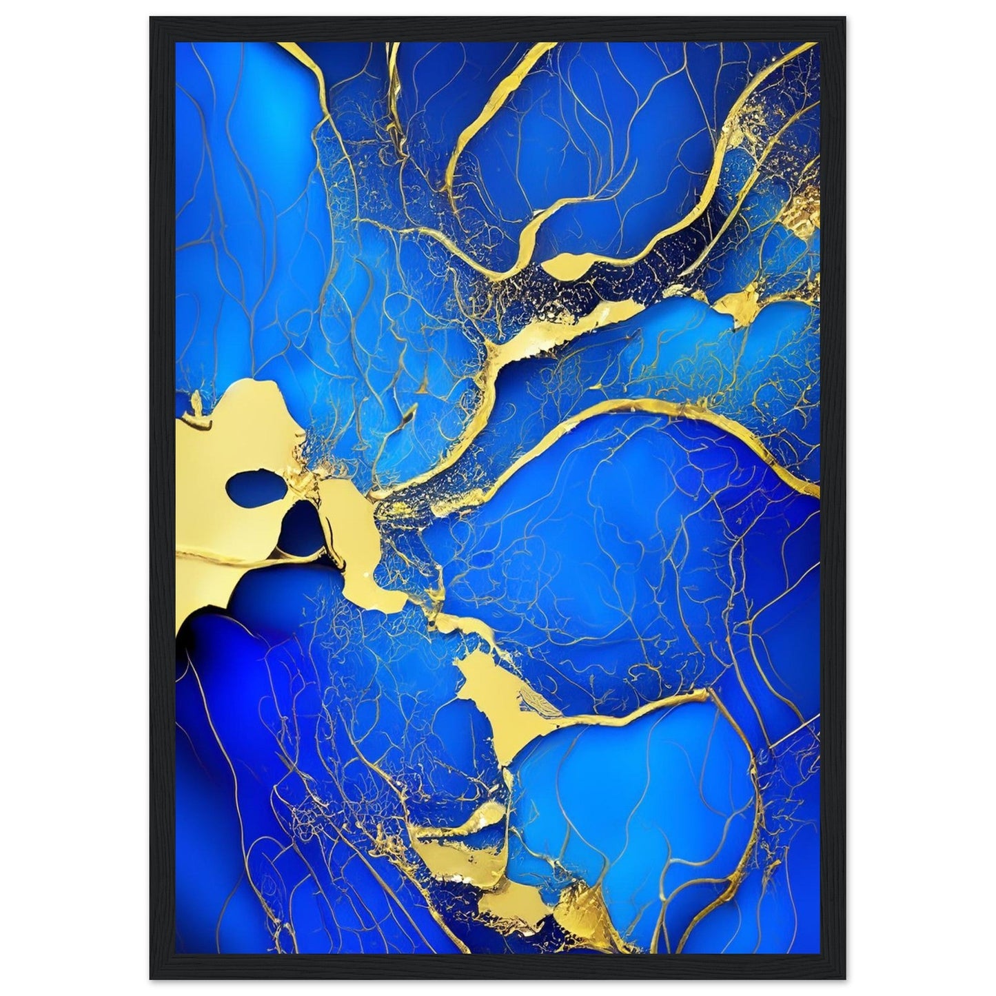 Marble 'Blue & Gold' II - Premium Matte Paper Wooden Framed Poster
