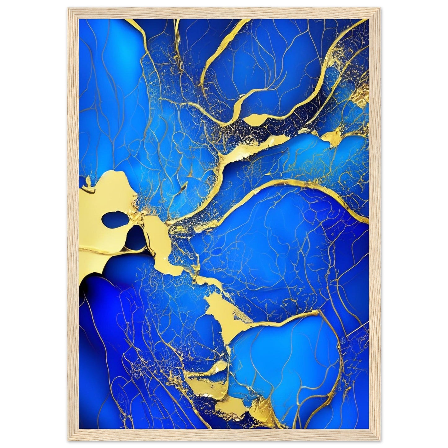 Marble 'Blue & Gold' II - Premium Matte Paper Wooden Framed Poster