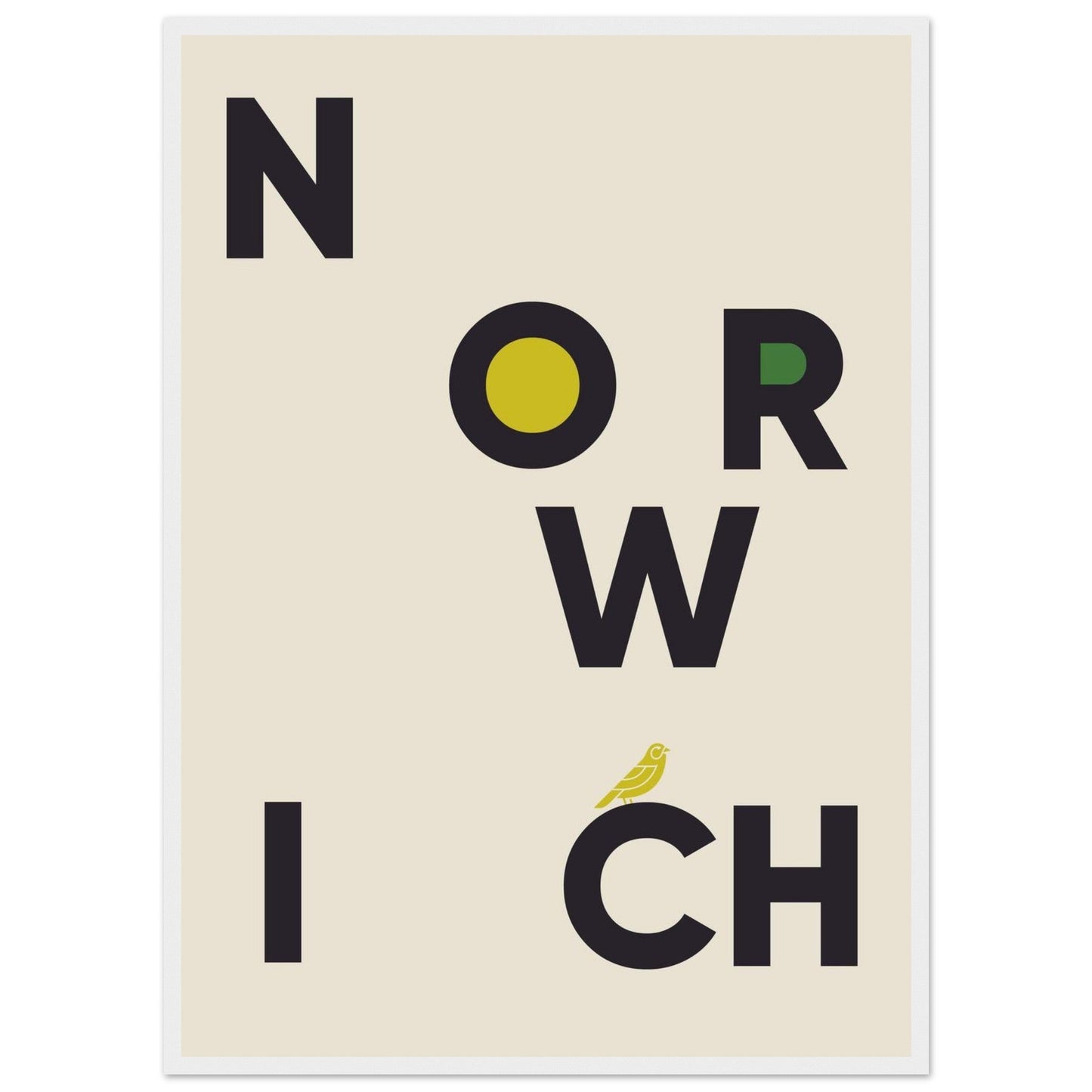 Cities/ Places 'Norwich' - Premium Matte Paper Wooden Framed Poster