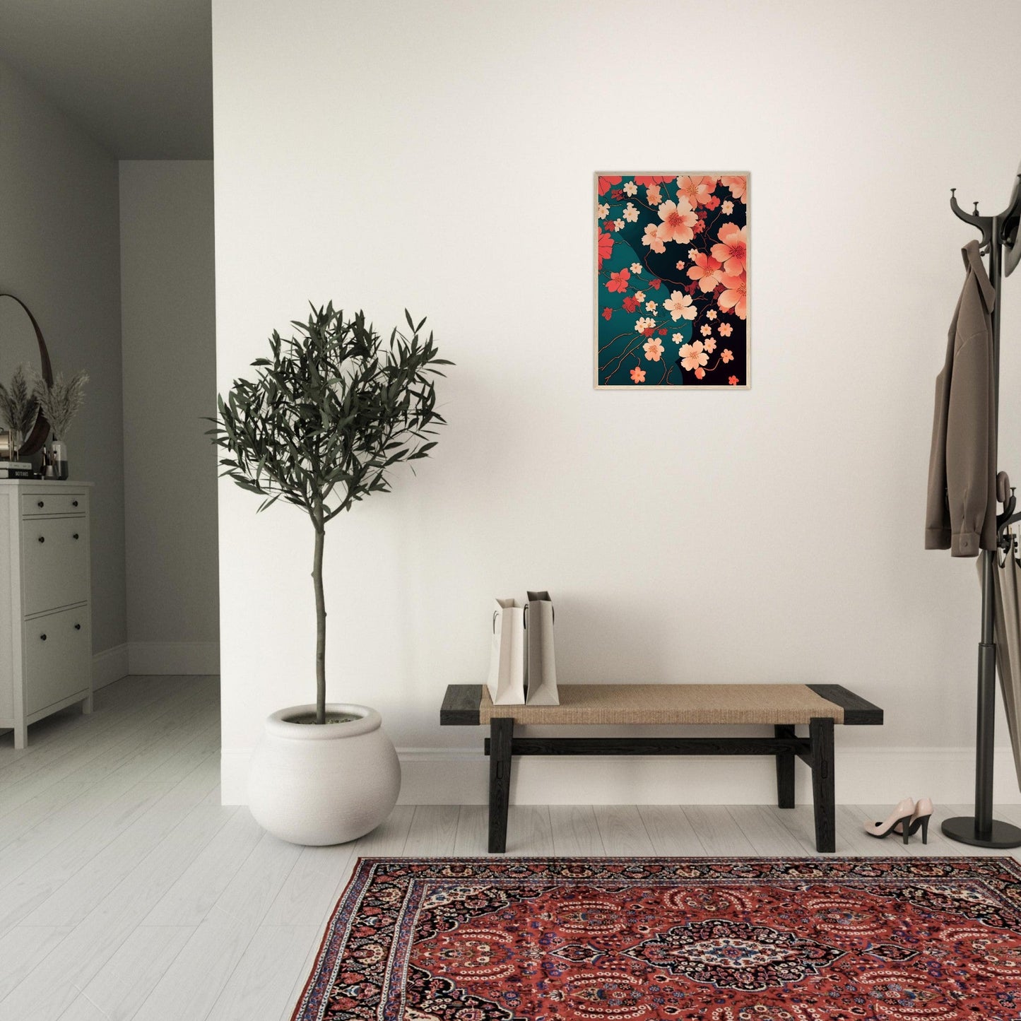 Flowers 'Japanese Garden' - Premium Matte Paper Wooden Framed Poster