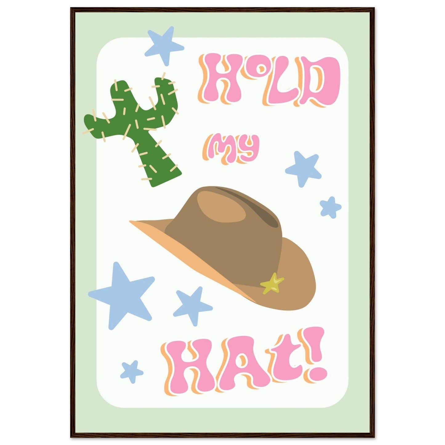Groovy 'Hold My Hat' - Premium Matte Paper Wooden Framed Poster