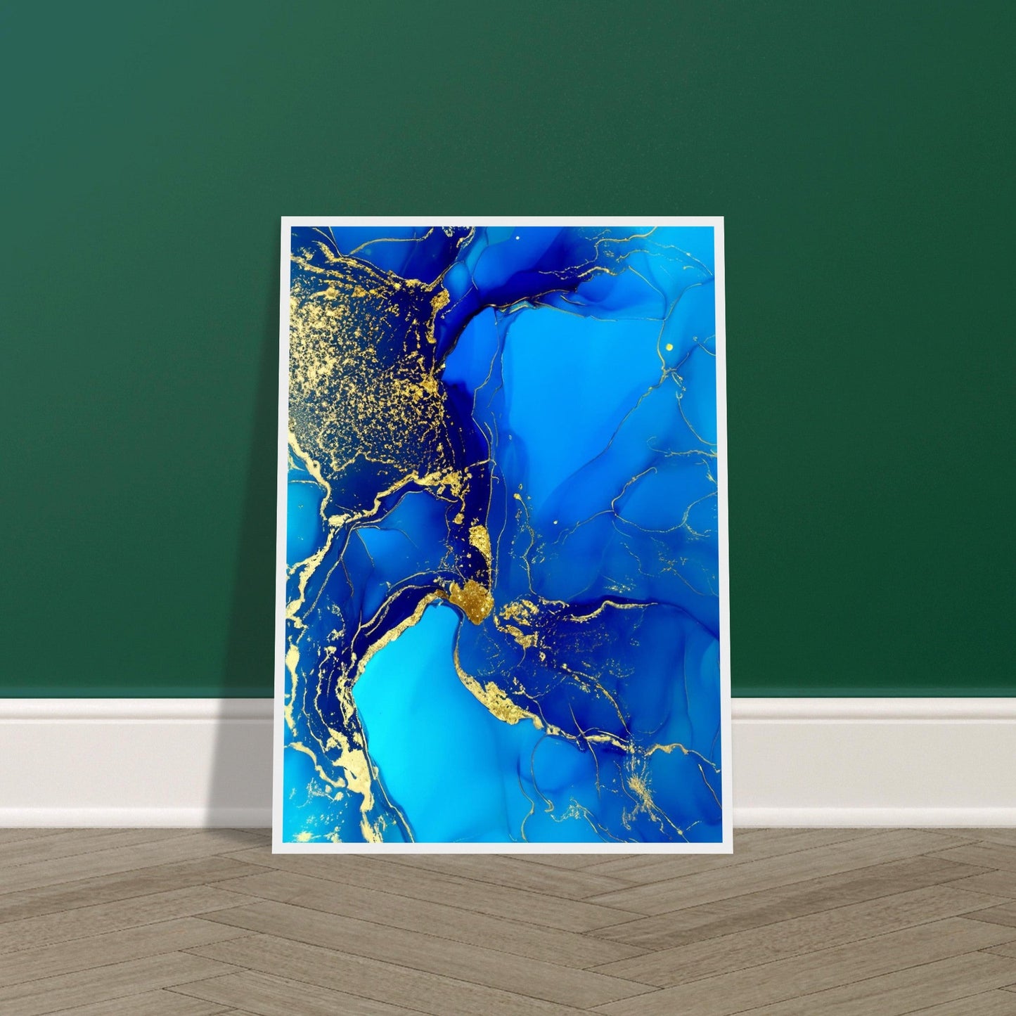 Marble 'Blue & Gold' III - Premium Matte Paper Wooden Framed Poster