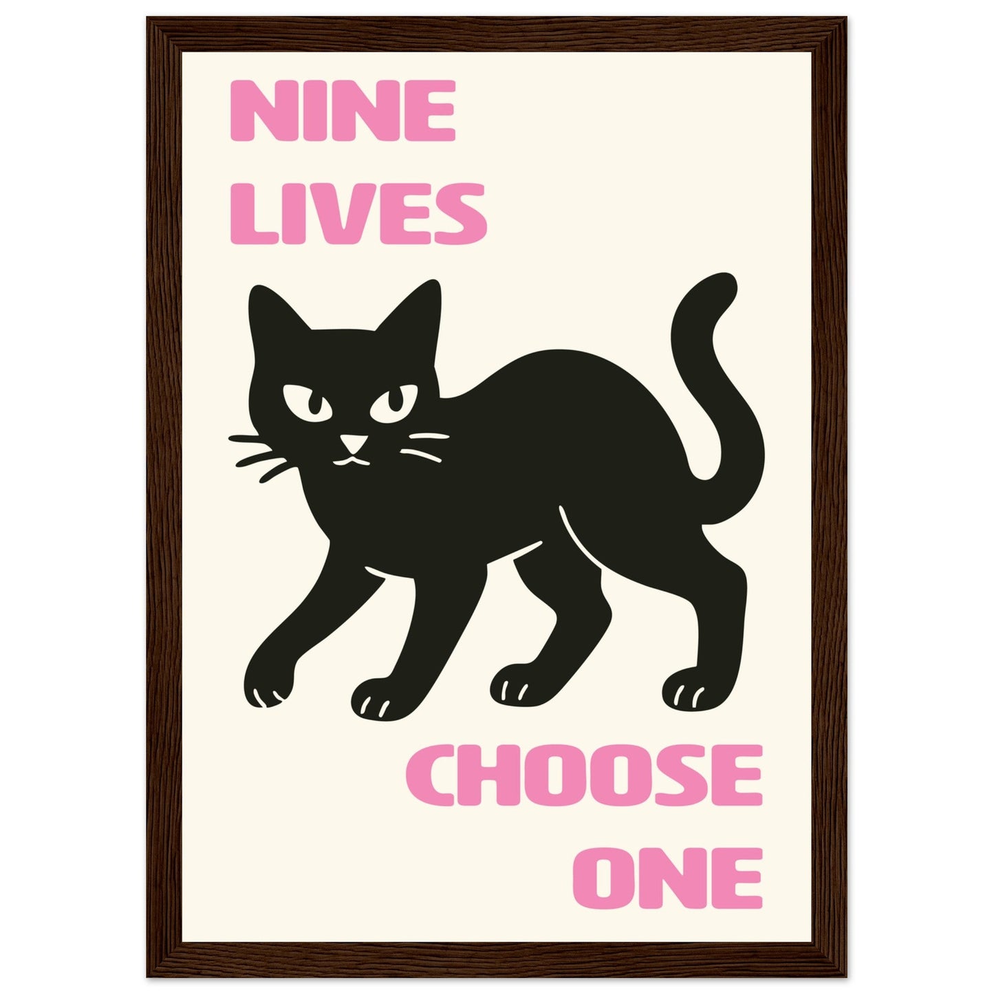 Animals 'Nine Lives' - Premium Matte Paper Wooden Framed Poster