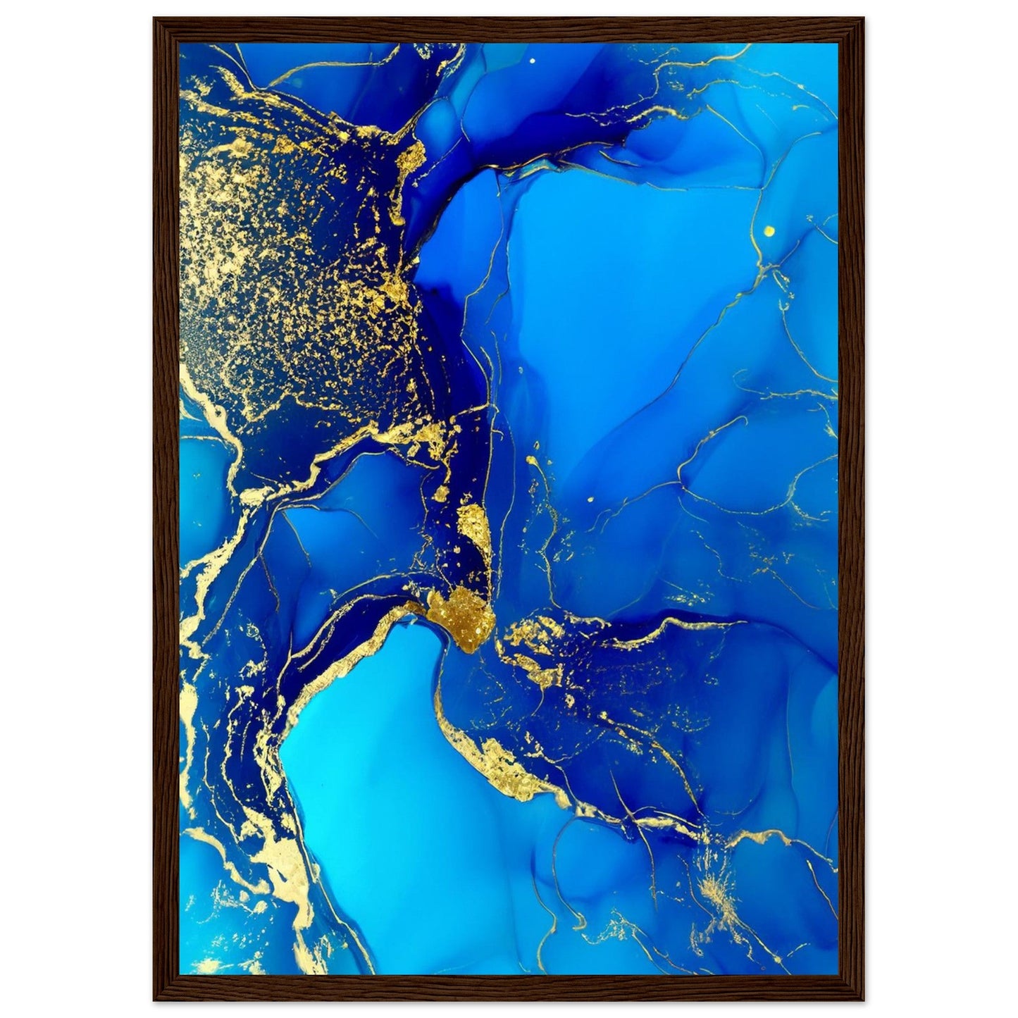Marble 'Blue & Gold' III - Premium Matte Paper Wooden Framed Poster