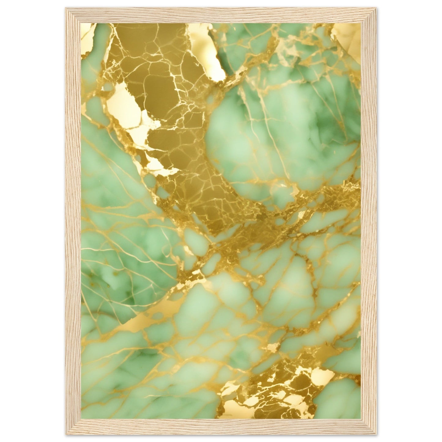 Marble 'Green & Gold' II - Premium Matte Paper Wooden Framed Poster