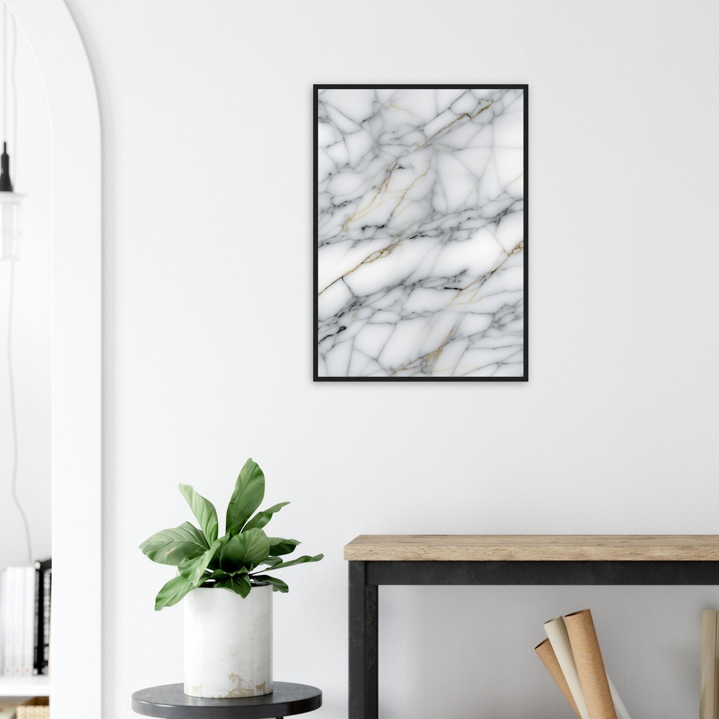 Marble 'Grey' - Premium Matte Paper Wooden Framed Poster