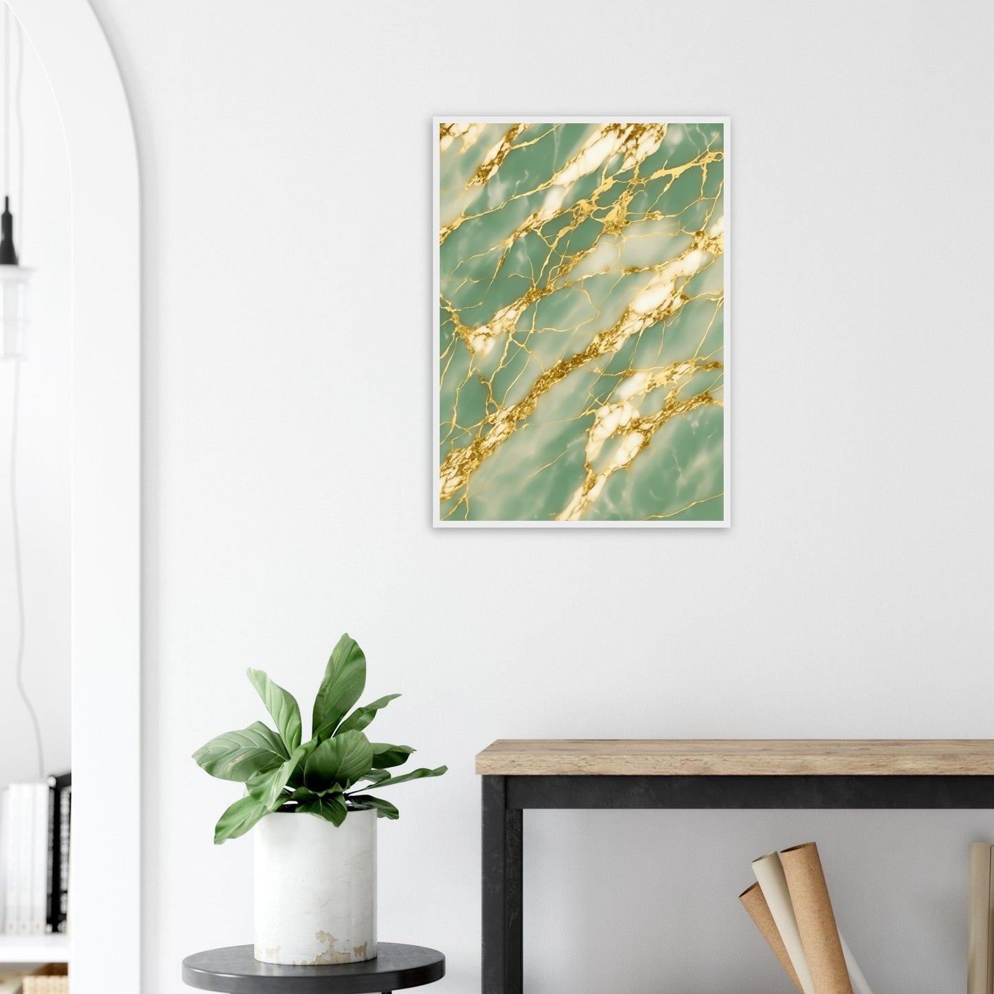 Marble 'Green & Gold' III - Premium Matte Paper Wooden Framed Poster