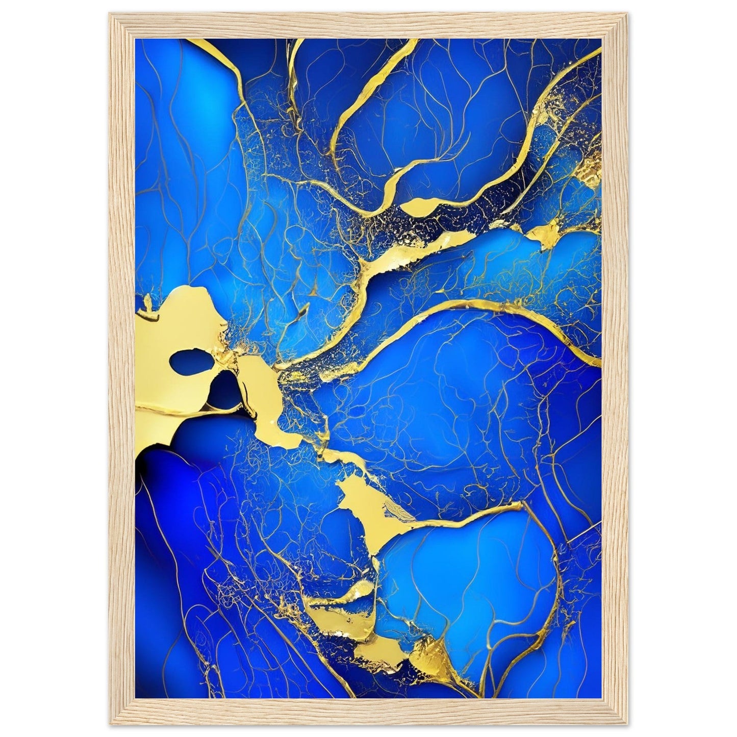 Marble 'Blue & Gold' II - Premium Matte Paper Wooden Framed Poster
