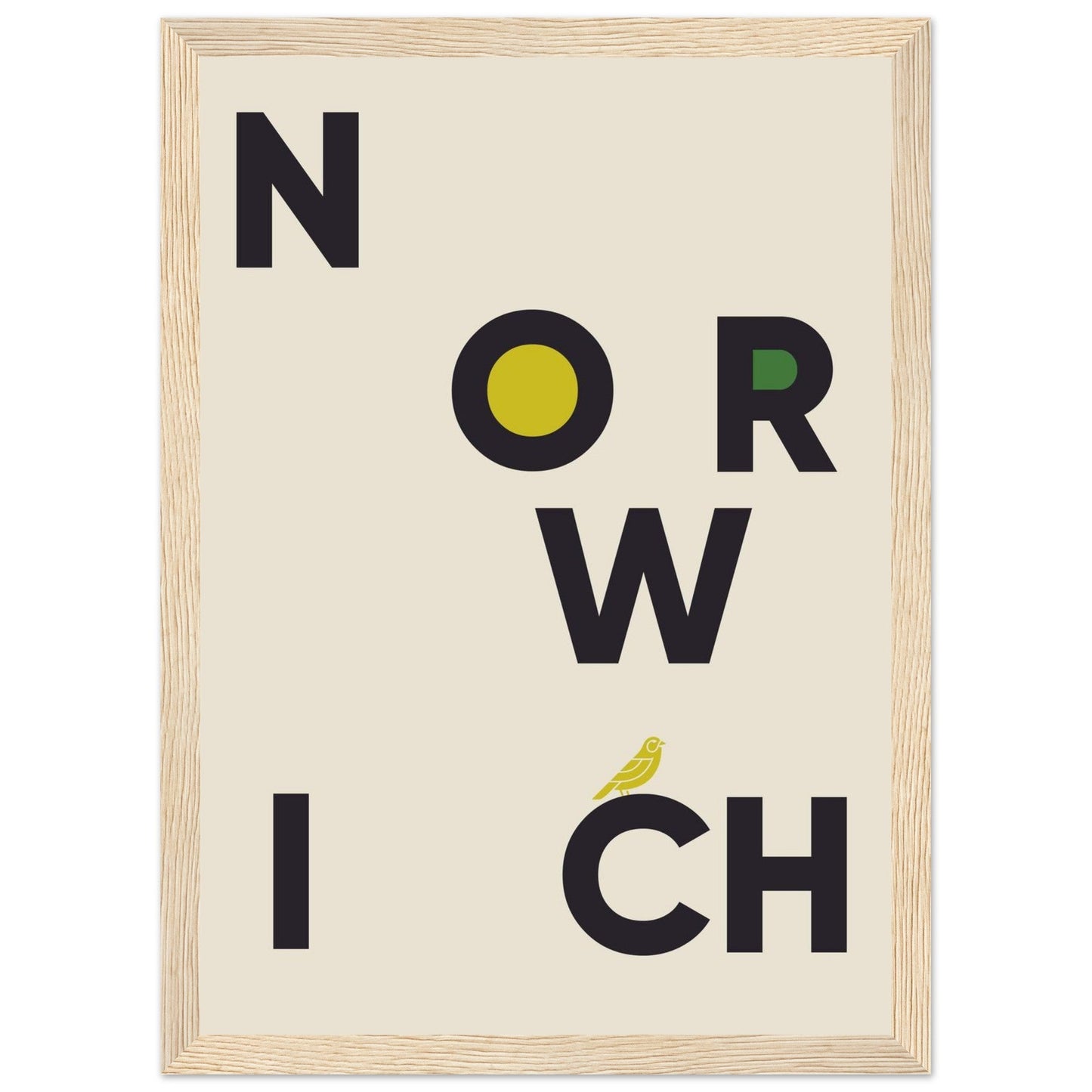 Cities/ Places 'Norwich' - Premium Matte Paper Wooden Framed Poster