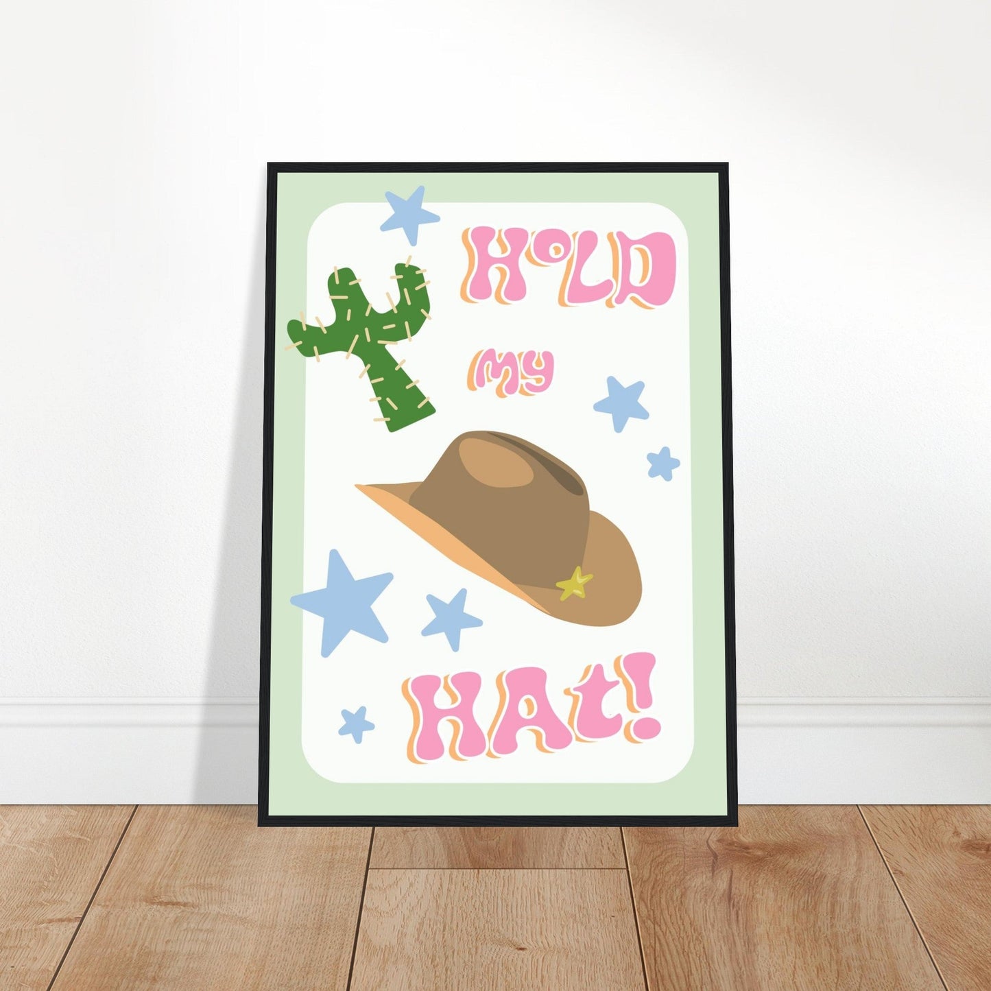 Groovy 'Hold My Hat' - Premium Matte Paper Wooden Framed Poster