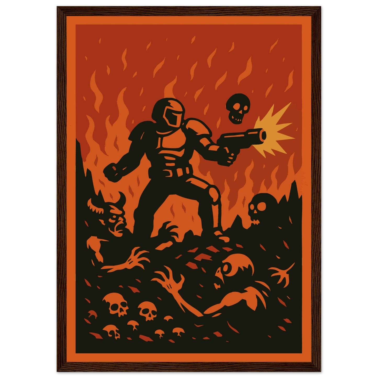 Gaming 'Slayer' - Premium Matte Paper Wooden Framed Poster