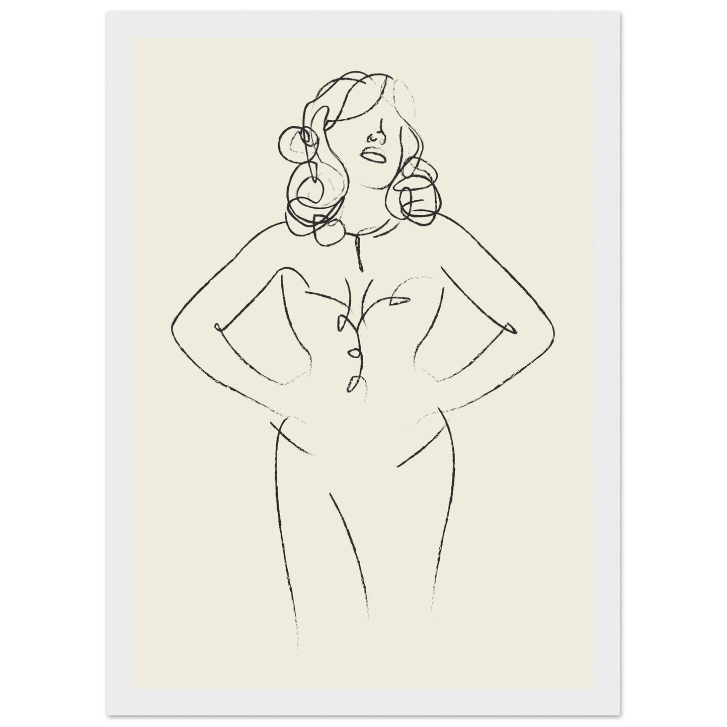 Line Art 'Sabrina' - Premium Matte Paper Wooden Framed Poster