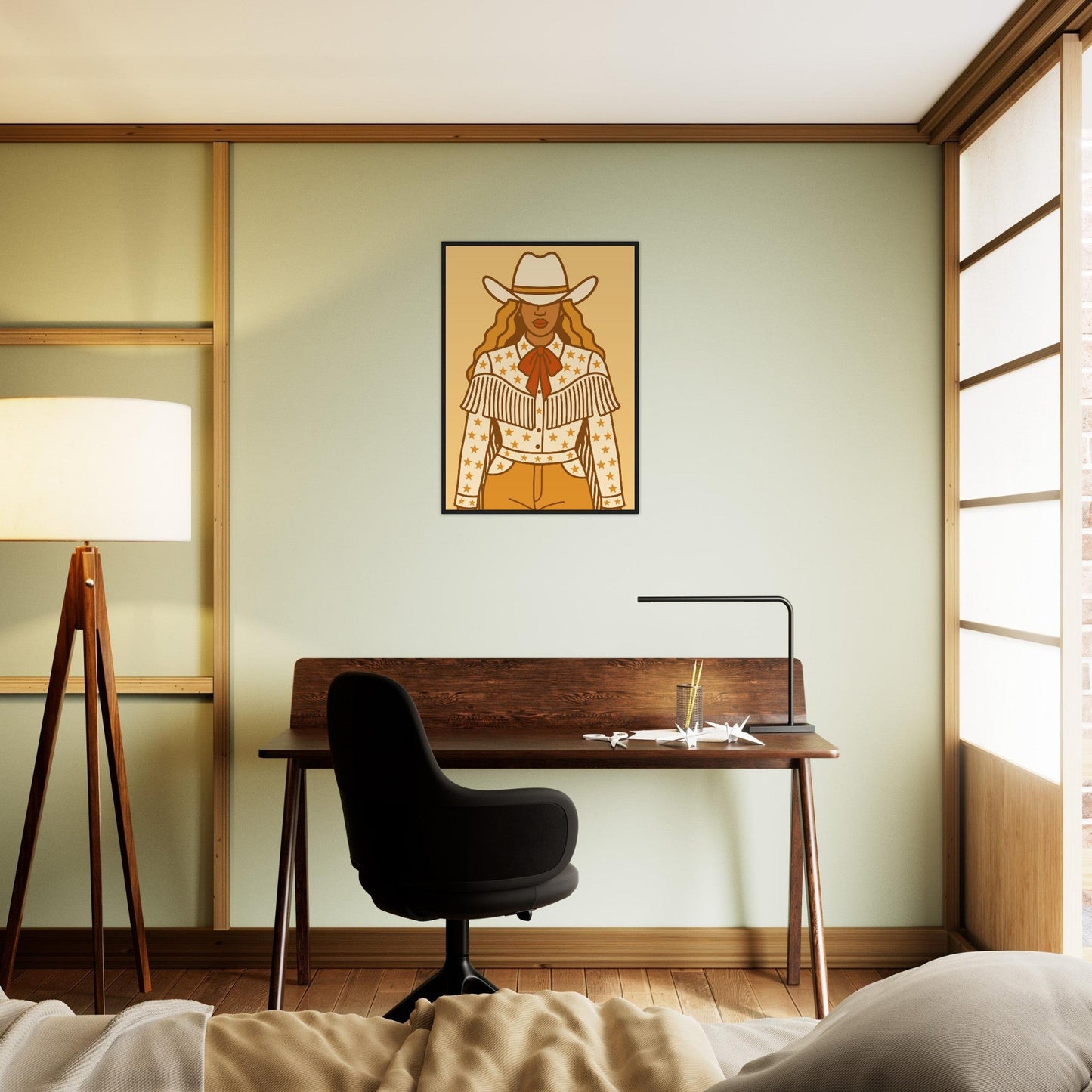Cowboy 'B' - Premium Matte Paper Wooden Framed Poster