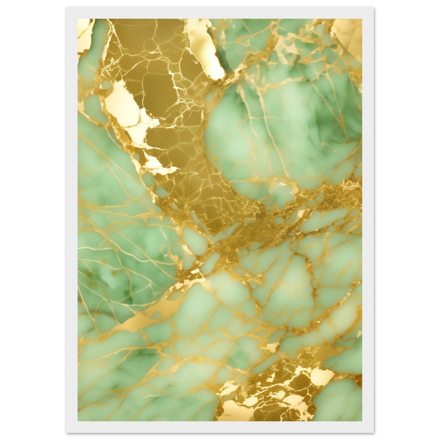 Marble 'Green & Gold' II - Premium Matte Paper Wooden Framed Poster