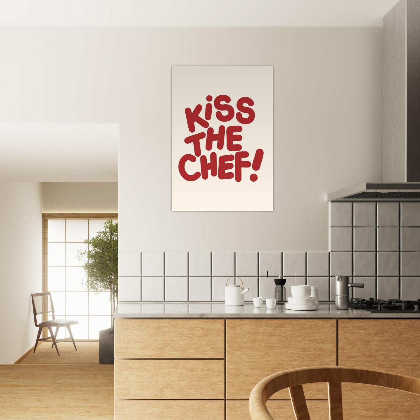 Sign 'Kiss The Chef!' - Premium Matte Paper Poster