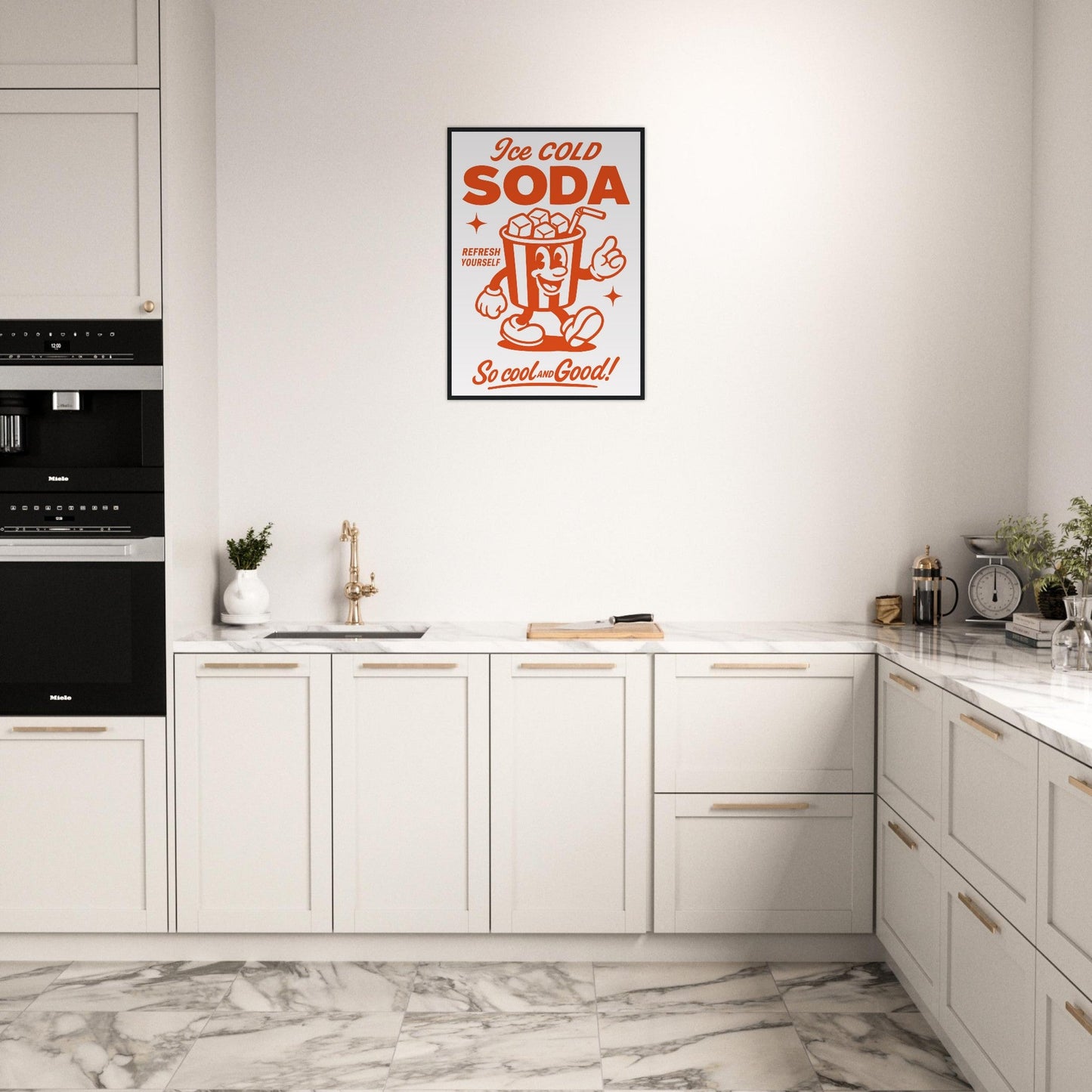 Food 'Ice Cold Soda' - Premium Matte Paper Wooden Framed Poster