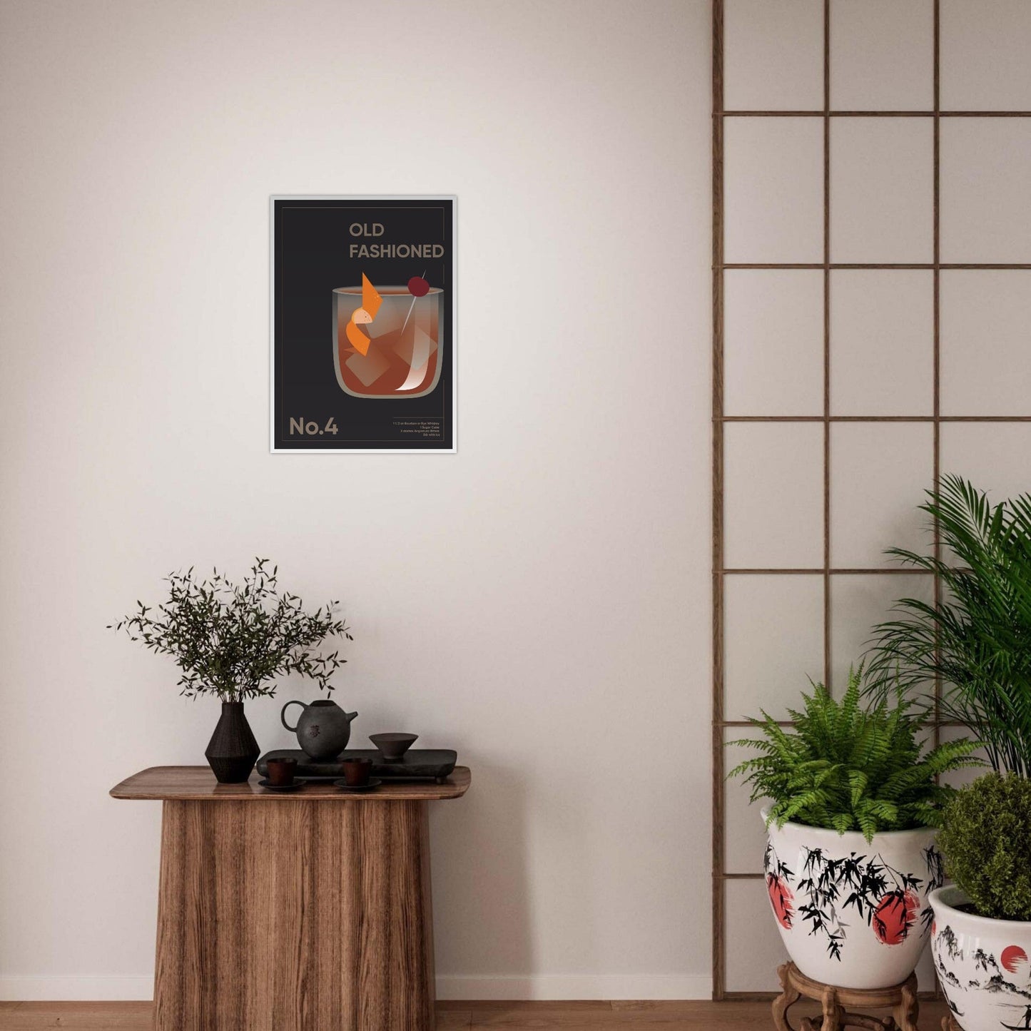 Cocktail 'Old Fashioned' - Premium Matte Paper Wooden Framed Poster