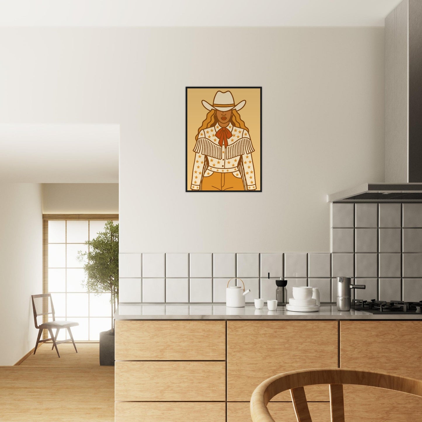 Cowboy 'B' - Premium Matte Paper Wooden Framed Poster