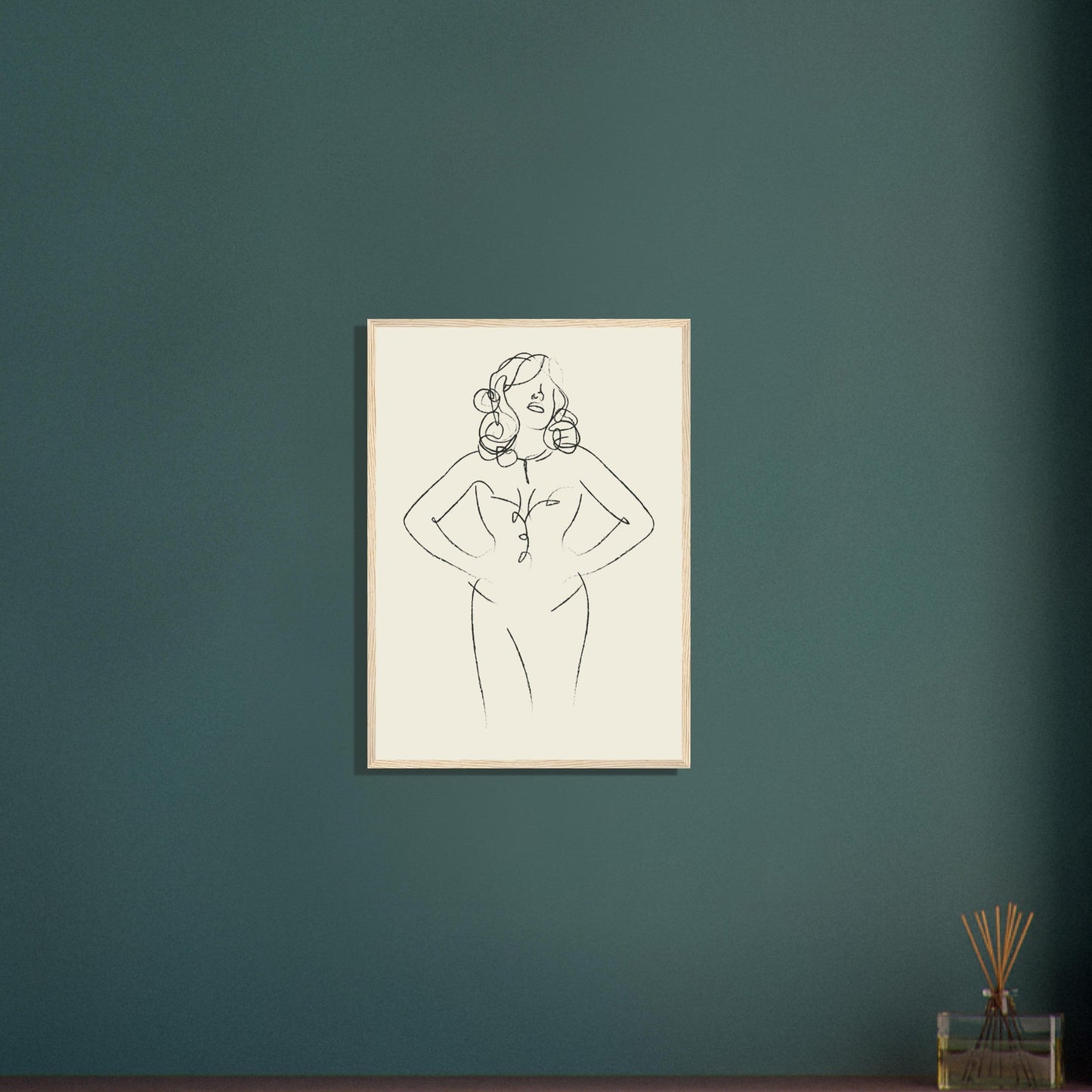 Line Art 'Sabrina' - Premium Matte Paper Wooden Framed Poster
