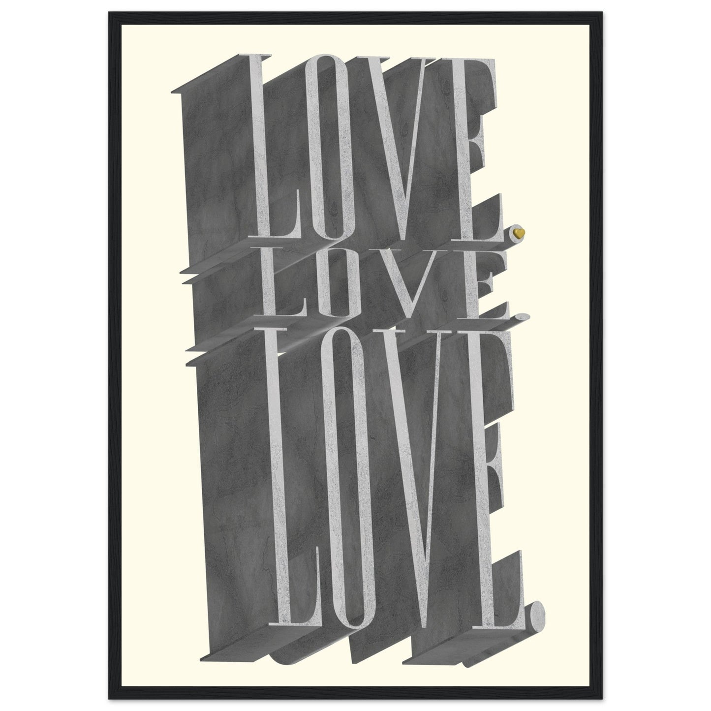 Sign 'Love, Love, Love' - Premium Matte Paper Wooden Framed Poster