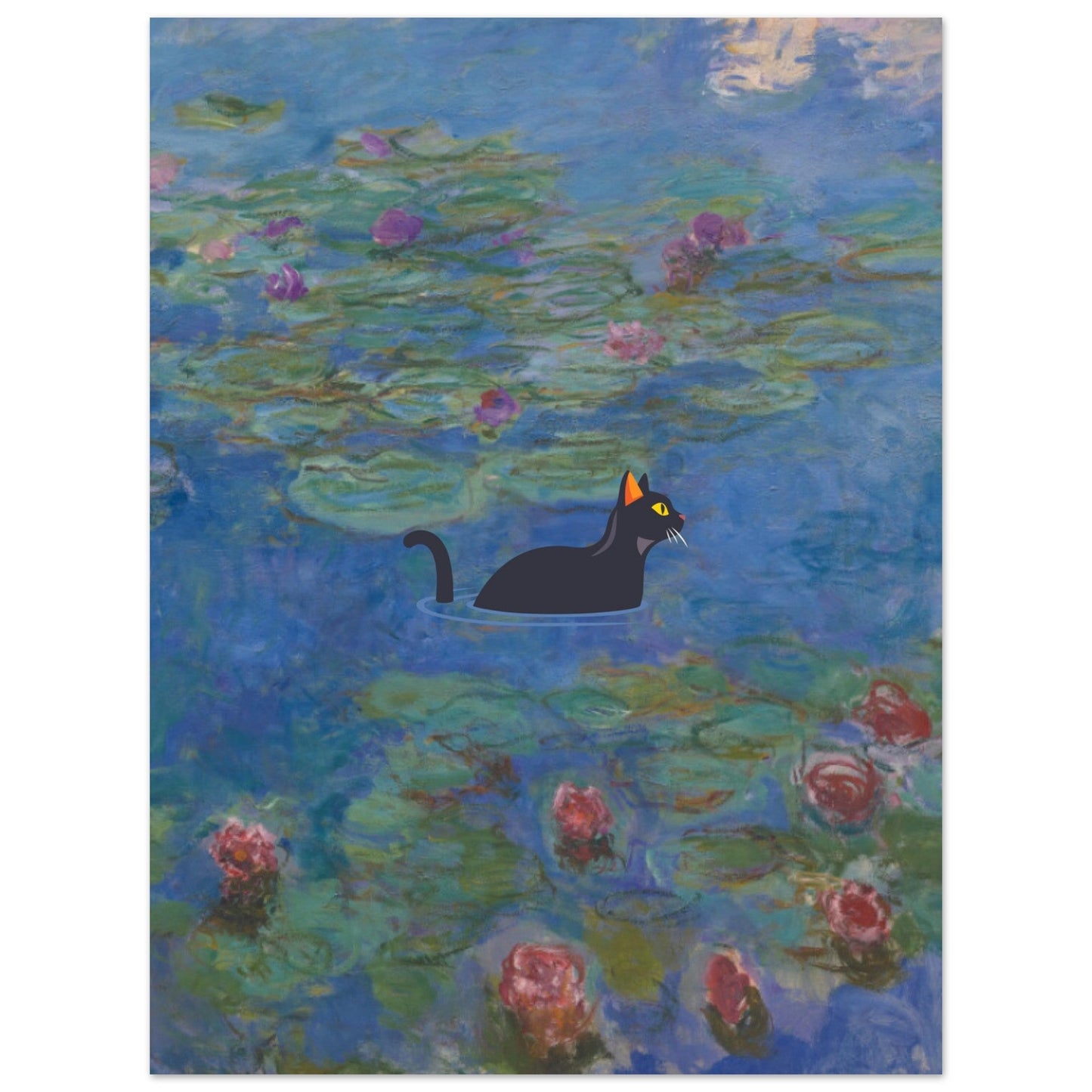 Water lilies (Cat) - Premium Matte Paper Poster