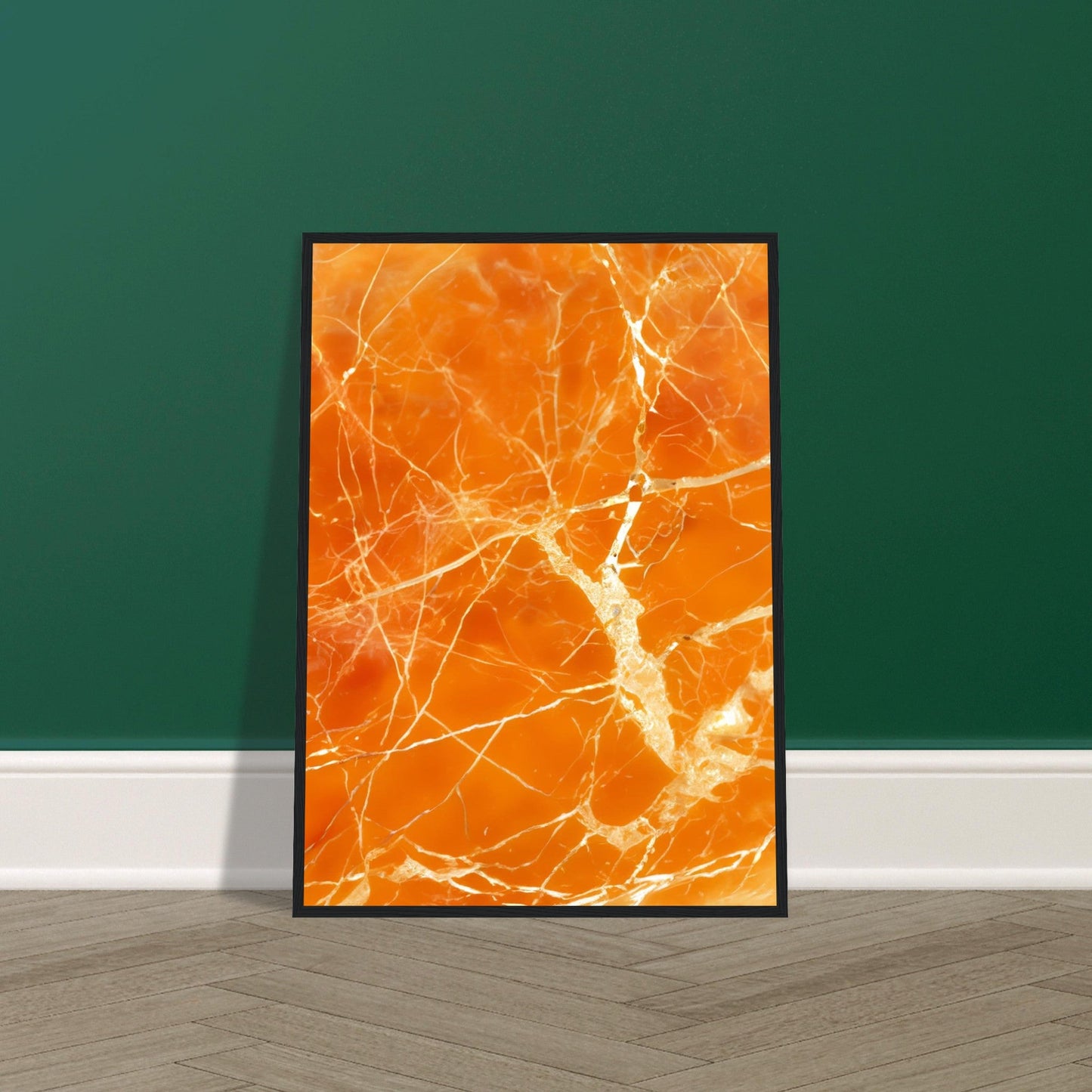 Marble 'Orange' - Premium Matte Paper Wooden Framed Poster