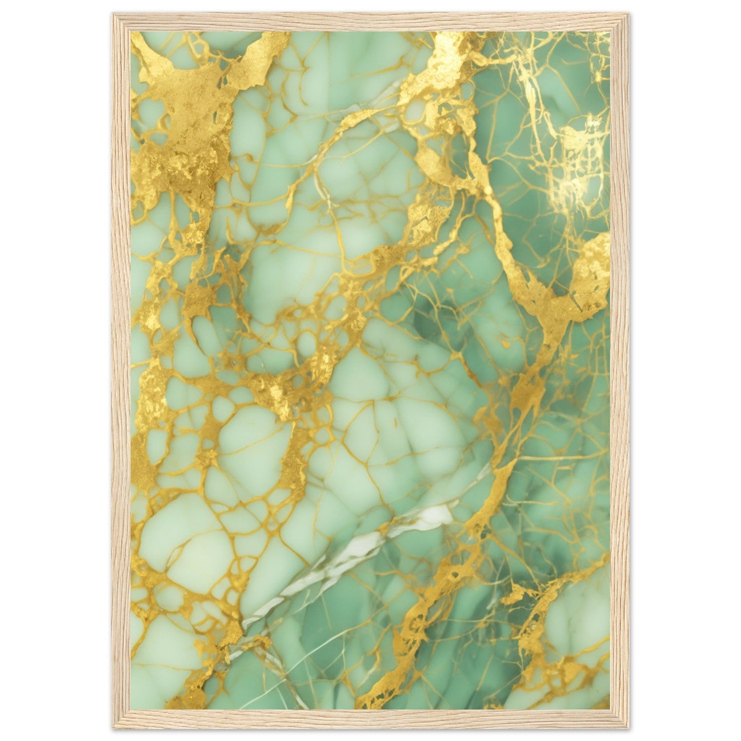 Marble 'Green & Gold' - Premium Matte Paper Wooden Framed Poster
