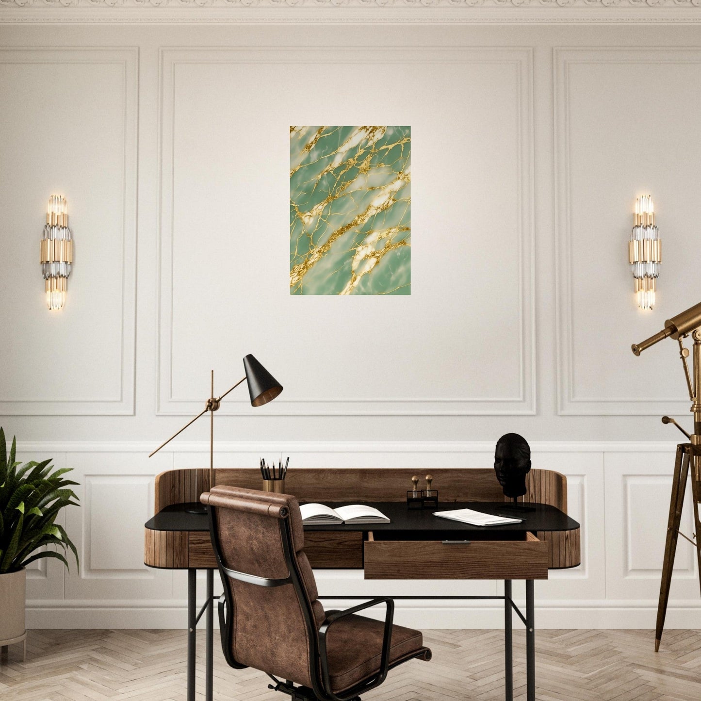 Marble 'Green & Gold' III - Premium Matte Paper Poster