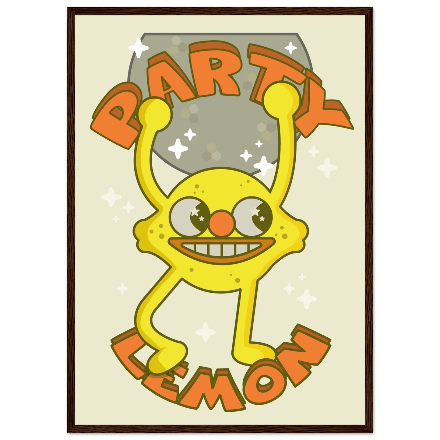 Fruity 'Party Lemon' - Premium Matte Paper Wooden Framed Poster
